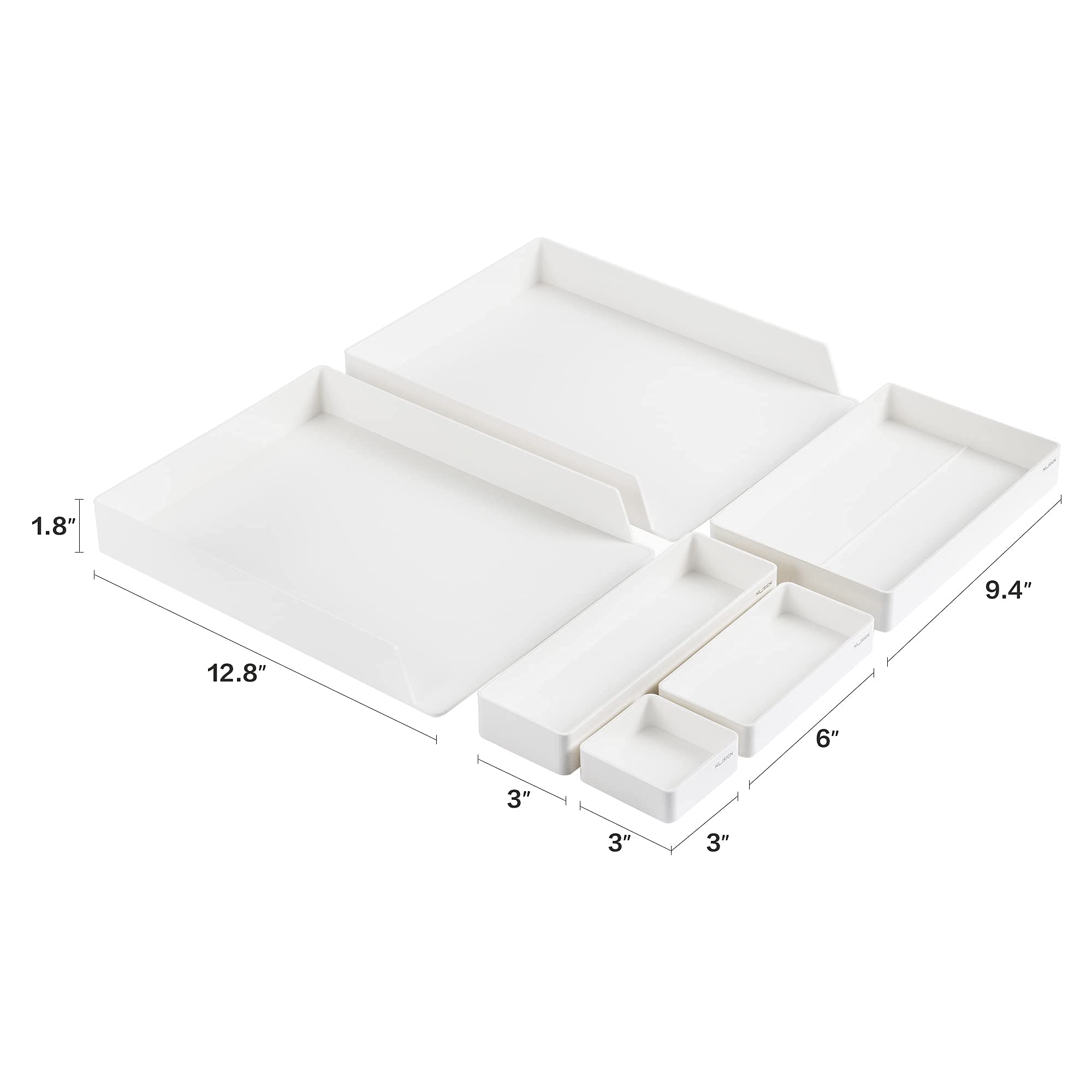 NUSIGN 6-Piece Stackable Paper Letter Tray Organizer - White Desk File Sorter for Office, Workspace & Home Organization - Perfect for Mail, Documents, Bills and Office Supplies Storage