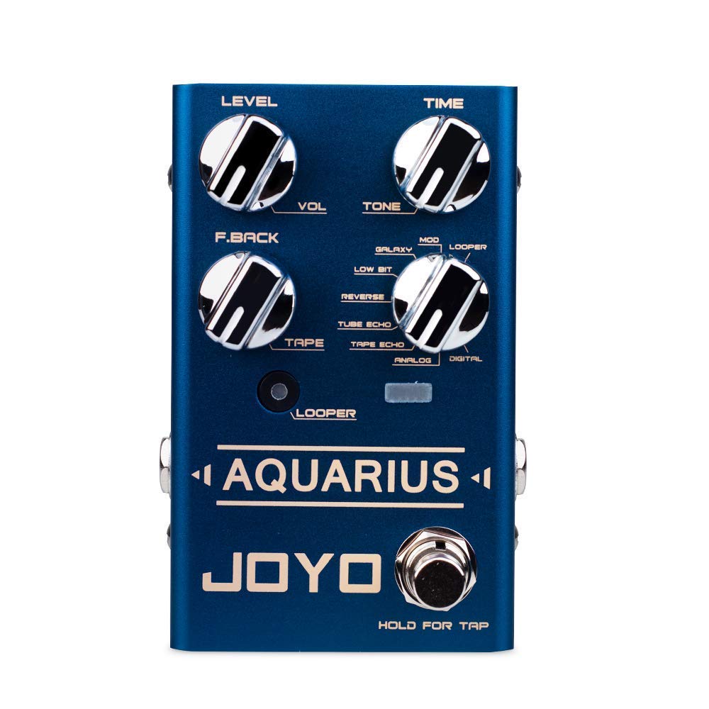 JOYO R-07 Aquarius Digital Delay Guitar Effects Pedal with 9V DC Power Supply (800mA-1A) - Perfect for Live Performances & Studio Recording