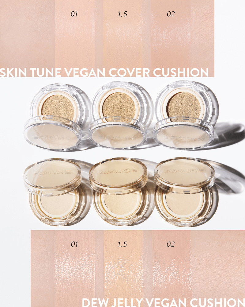 AMUSE Skin Tune Vegan Cover Cushion - SPF50+ PA+++ Lightweight Foundation for Flawless Coverage | Perfect for Daily Makeup & On-The-Go Touch Ups