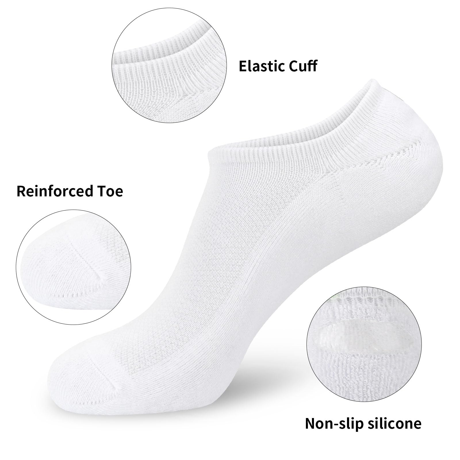 SRCLO Men's No Show Trainer Socks 9-12 - Invisible Low Cut Cotton Socks with Non-Slip Silicone Stripes (6 Pairs) - Perfect for Running, Gym & Casual Wear