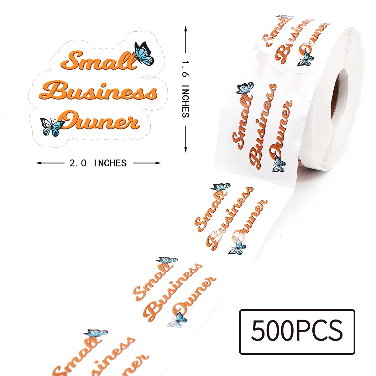 Butterfly Business Stickers 500pcs - Thank You, Handmade for Gift Bags Packaging | Small Business Owner Supplies