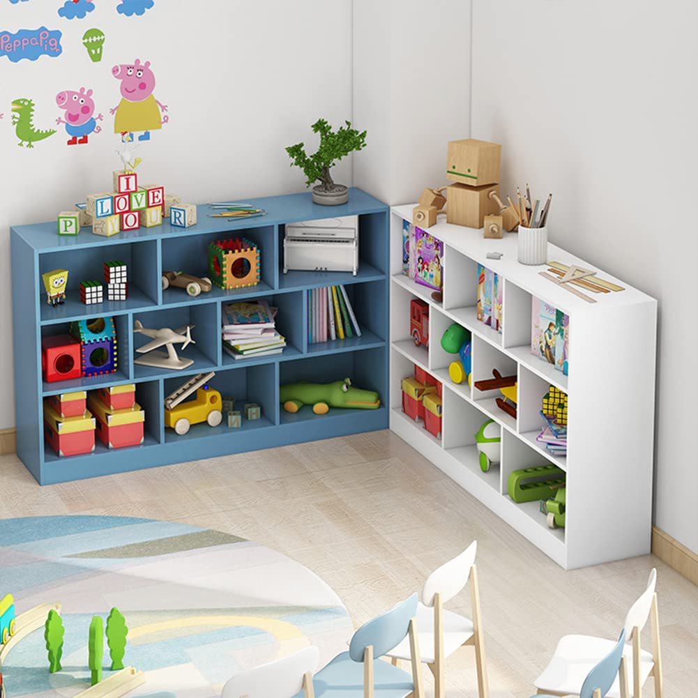 IOTXY 3-Tier Open Shelf Bookcase - Wooden Floor Standing Display Cabinet with 8 Cubes, Short Horizontal Bookshelf Organizer in Warm White - Perfect for Living Room, Bedroom, Office & Dorm Storage