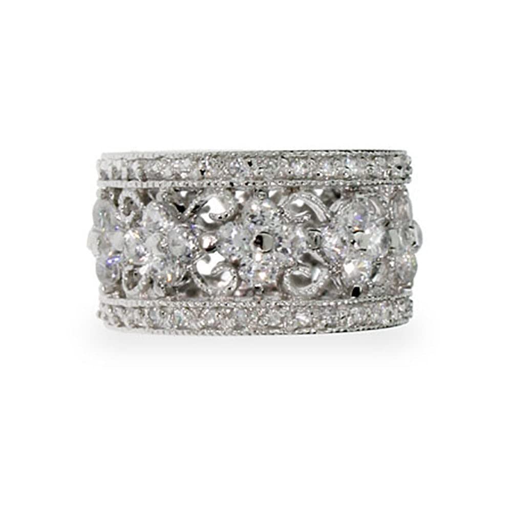 Elegant Vintage Style Flower CZ Sterling Silver Ring for Women - Mother's Day Gift, Birthday Present, Anniversary Jewelry - Perfect for Weddings, Parties & Special Occasions