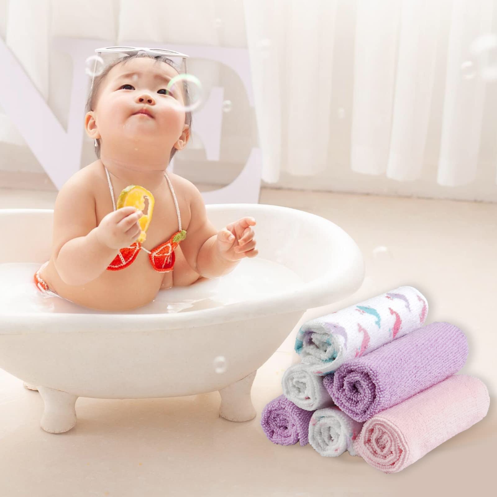 **24-Pack Ultra Soft Baby Washcloths - 9x9 Inch Extra Absorbent & Gentle for Sensitive Skin | Unisex Face & Body Towels for Boys & Girls | Perfect for Bath Time, Diaper Changes & Travel (Pink Whale Design)**