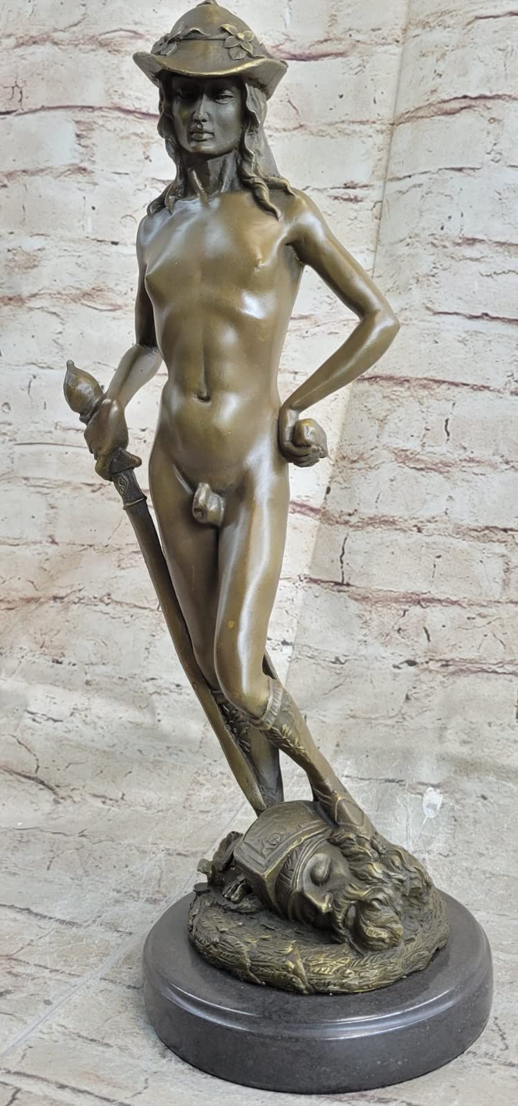 Statue of David by Donatello - 100% Solid Bronze Sculpture for Home & Office Decor | Renaissance Art, Italian Masterpiece, Elegant Gift for Art Lovers