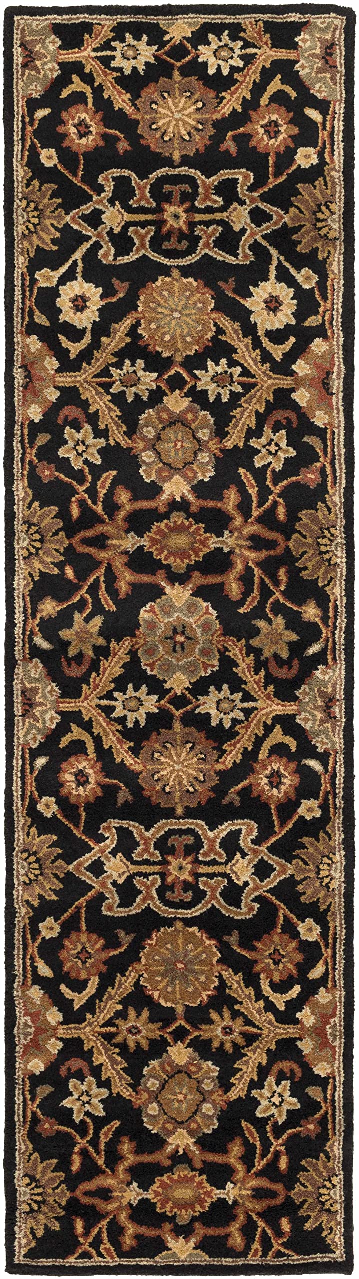Salix Wool Area Rug 2' x 3' - Traditional Handwoven Black Brown Red Living Room Bedroom Rug - Soft Durable Floor Carpet for Home Decor, Cozy Comfort Underfoot