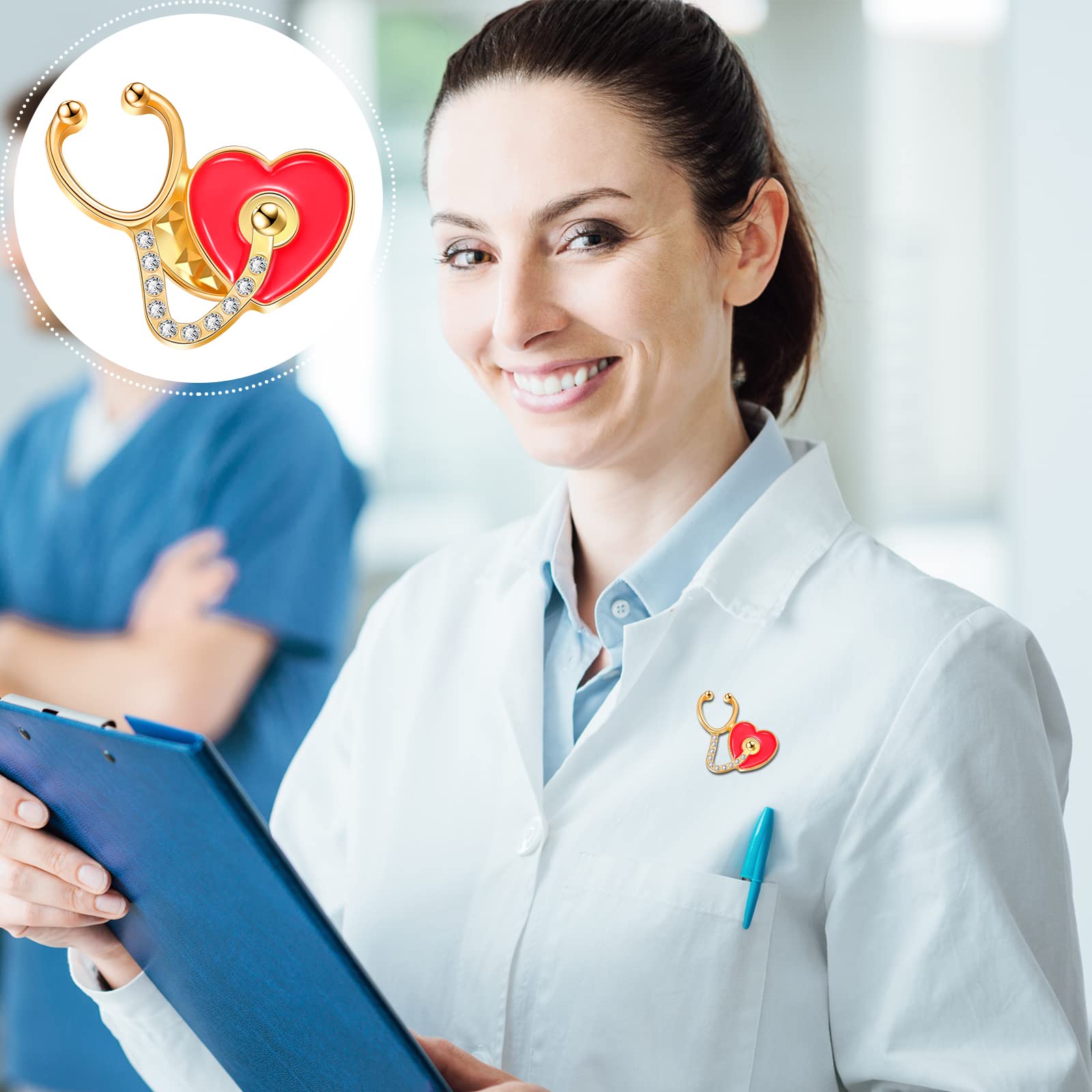 9 Pcs Medical Nurse Doctor Pins - Stethoscope Brooch Pins for Graduation Gifts, Nurse Jewelry for Medical Students & Professionals - Perfect for White Coats, Scrubs & Clinical Accessories (Cute Style)