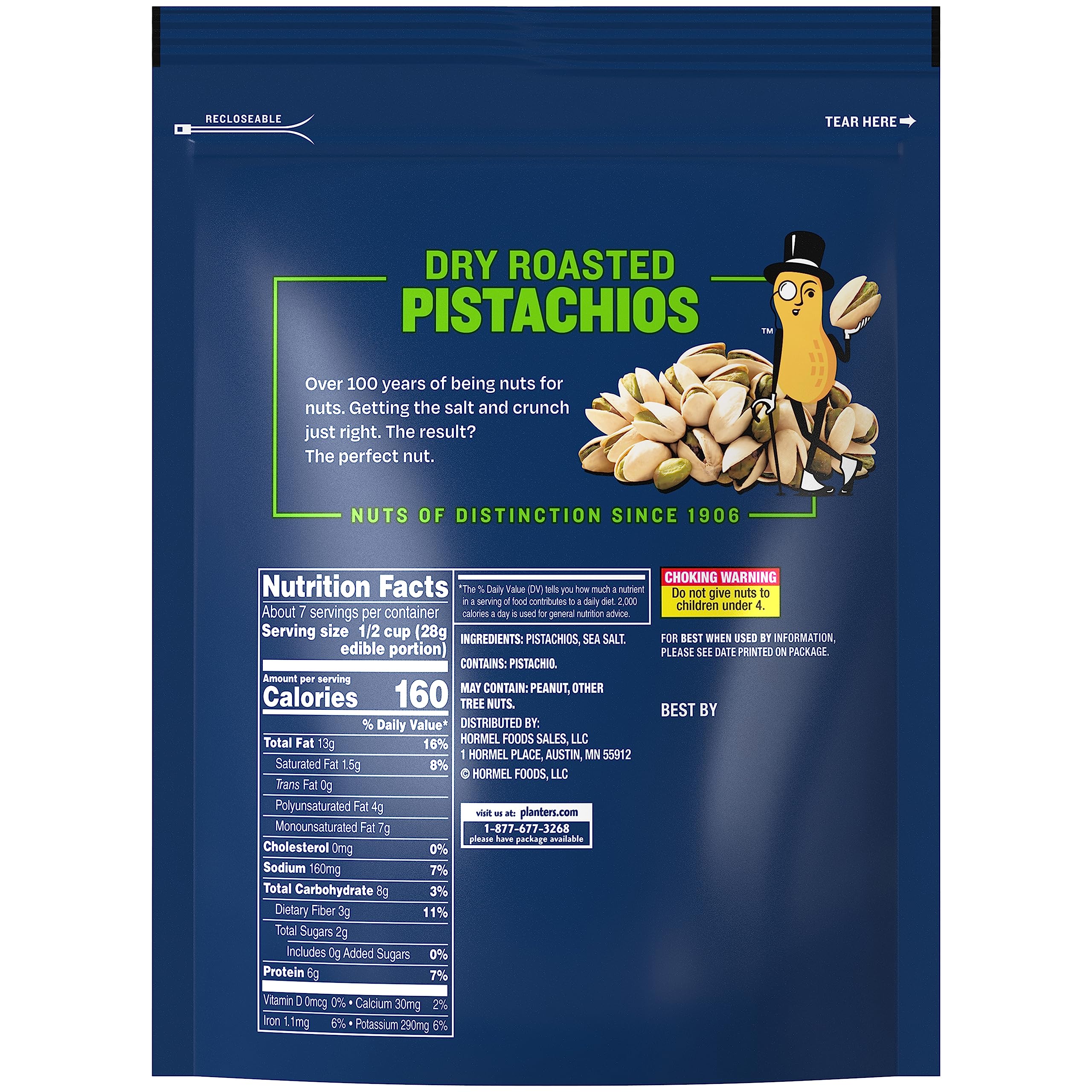 PLANTERS Dry Roasted Pistachios, 12.75 oz Bag | Healthy Snack Nuts | Perfect for Office, Hiking & Party Snacking