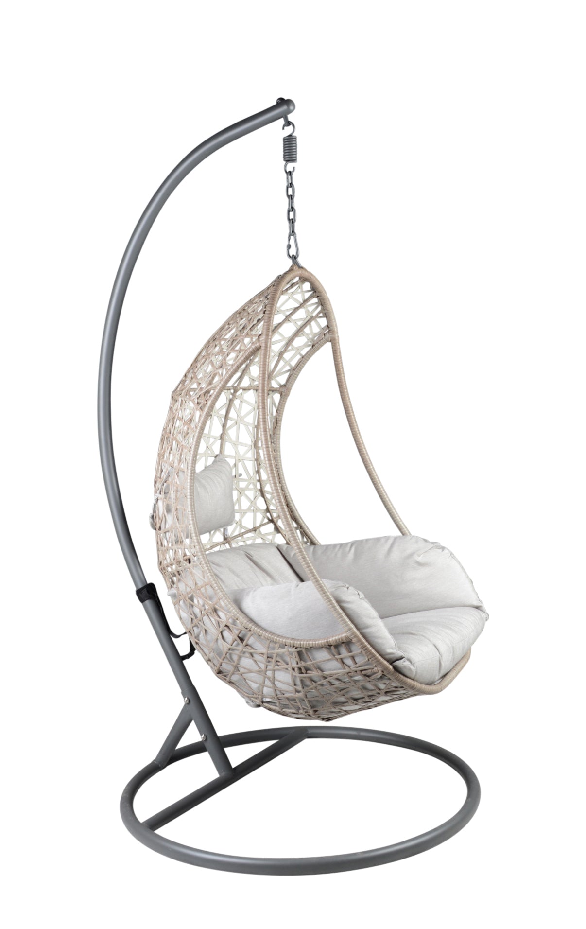Cayden Wicker Basket Chair - Black Rattan Hanging Egg Chair for Indoor/Outdoor Patio, Porch, Garden & Balcony Relaxation