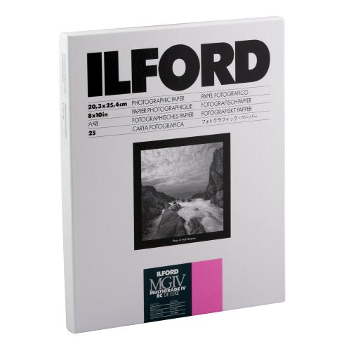 Ilford Multigrade IV RC DeLuxe Glossy Photo Paper - 8x10 Inches, 25 Sheets Pack - Perfect for Darkroom Printing, Fine Art Photography & Professional Portraits