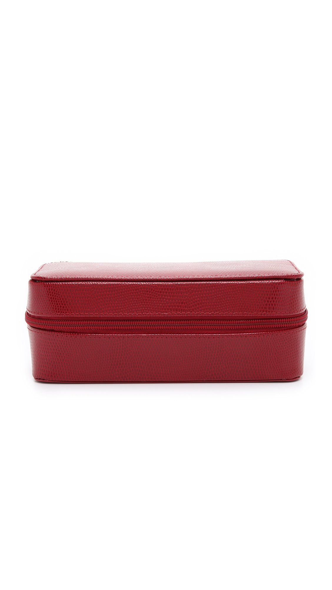 Bey-Berk BB676RED Genuine Red Lizard Leather Watch & Bracelet Storage Case - Soft Velour Lining, Secure Zipper Closure - Perfect for Travel, Jewelry Organization & Gift Giving
