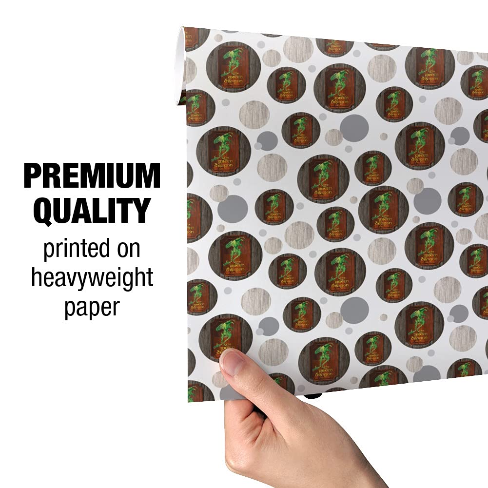 The Lord of the Rings The Green Dragon Gift Wrap Paper Roll - Premium Quality Wrapping Paper for Birthday, Christmas & Party Gifts - Perfect for LOTR Fans & Fantasy Theme Presents
