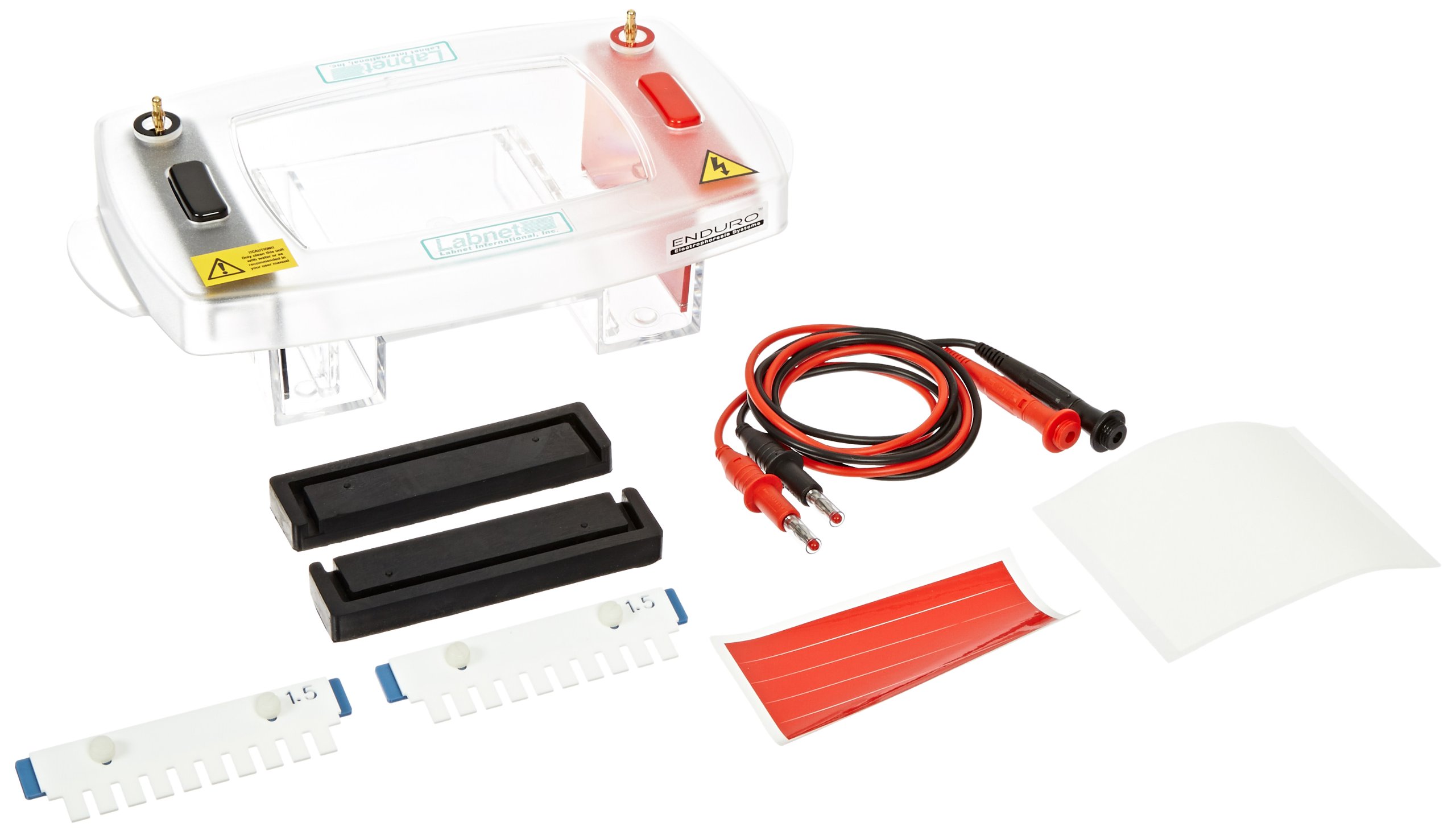 Enduro E1010-10 Horizontal Electrophoresis Gel Box - 300ml Buffer Capacity, 10x10cm Gel Size (12.5x22x9cm Unit) for DNA/RNA Analysis - Lab Equipment for Agarose Gel Electrophoresis, PCR Testing & Molecular Biology Research