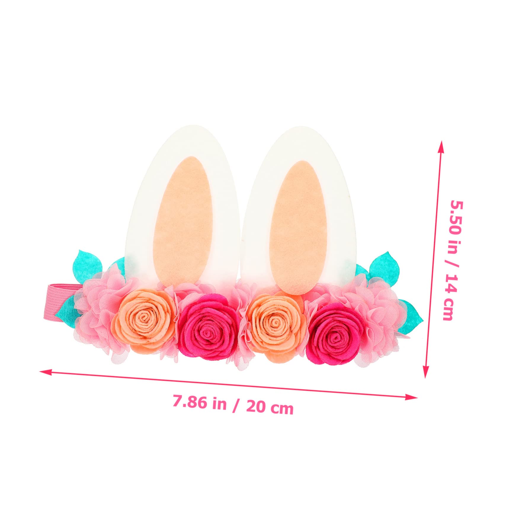 Minkissy Rose Headband for Baby Girls - Floral Bunny Ears Hair Accessories for Easter, Woodland Theme Party, Spring Photography & Kids Costume (Infant Headband, Hair Ties, Toddler Headpiece)