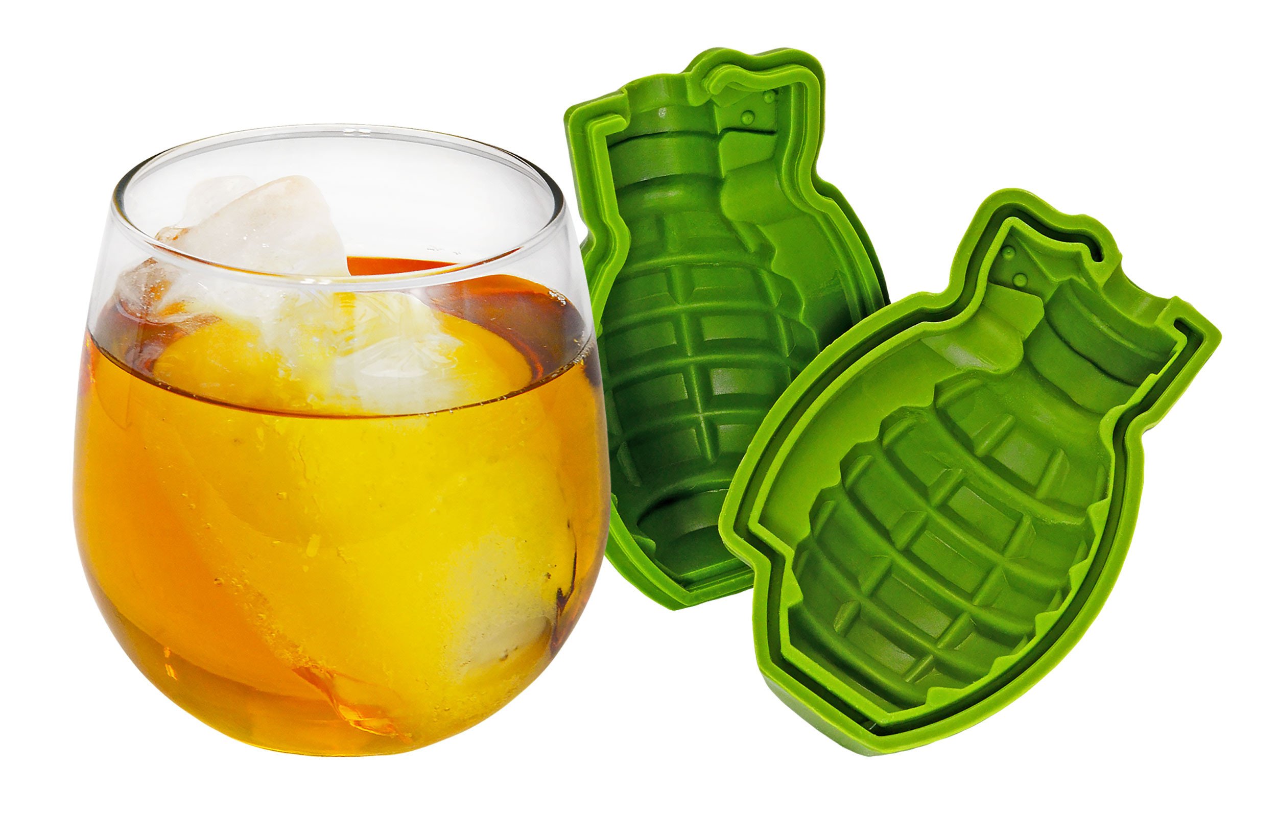 Fairly Odd Novelties Green Grenade Shaped 3D Ice Cube Mold - Military Style Fun Bomb Ice Maker for Cocktails & Parties - Unique Novelty Gift for Men & Military Enthusiasts