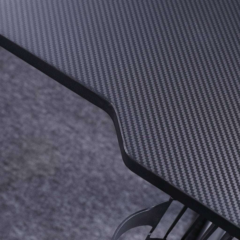 140cm RGB Gaming Desk with LED Lights - Carbon Fiber L-Shaped Computer Table for Home Office & Gaming Setup - Black (Perfect for PC Gaming, Streaming & Workspace)