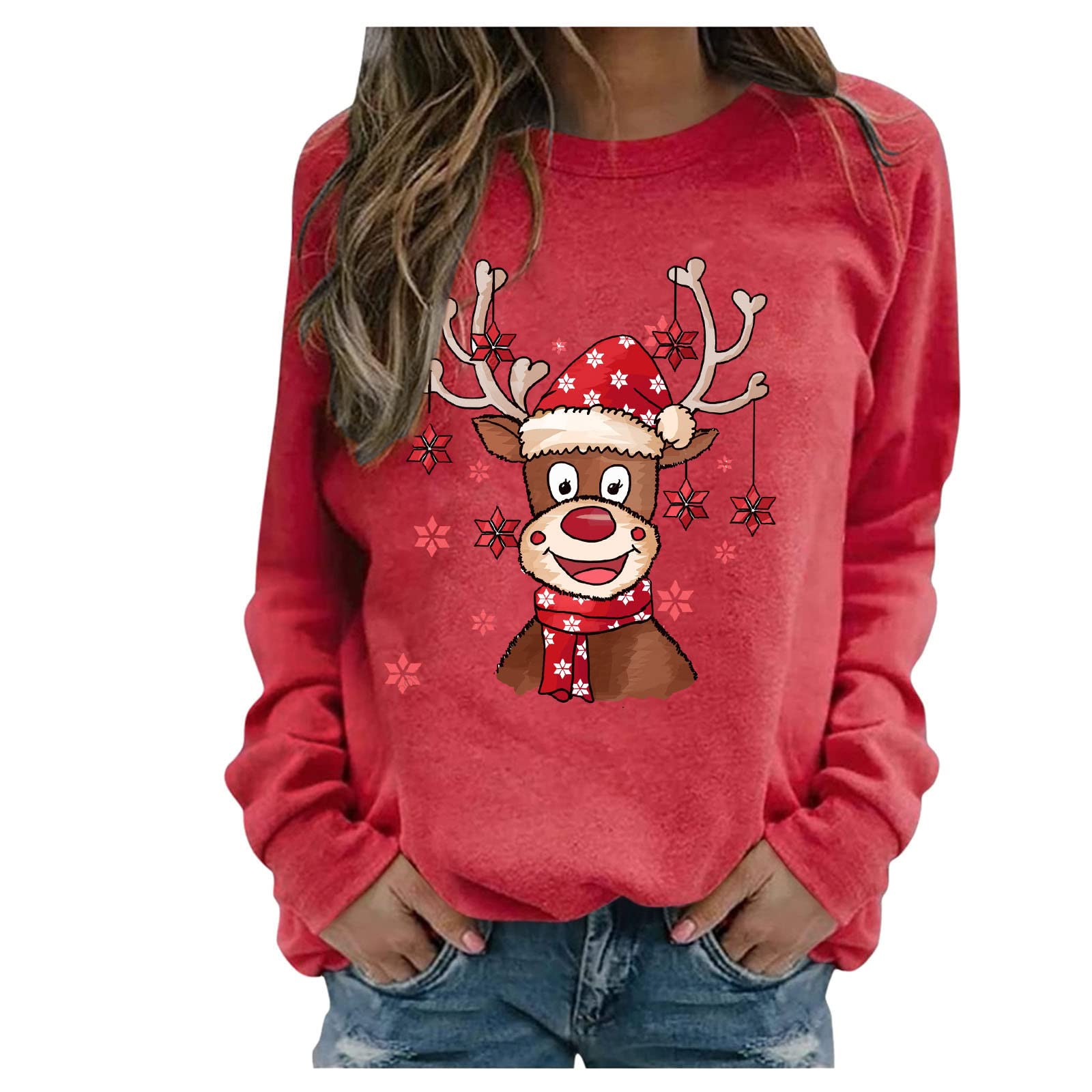 Long Sleeve Printed O-Neck Cropped Sweatshirt for Women - Soft Fit Kawaii Winter Tops - Perfect for School, Casual Wear & Street Fashion
