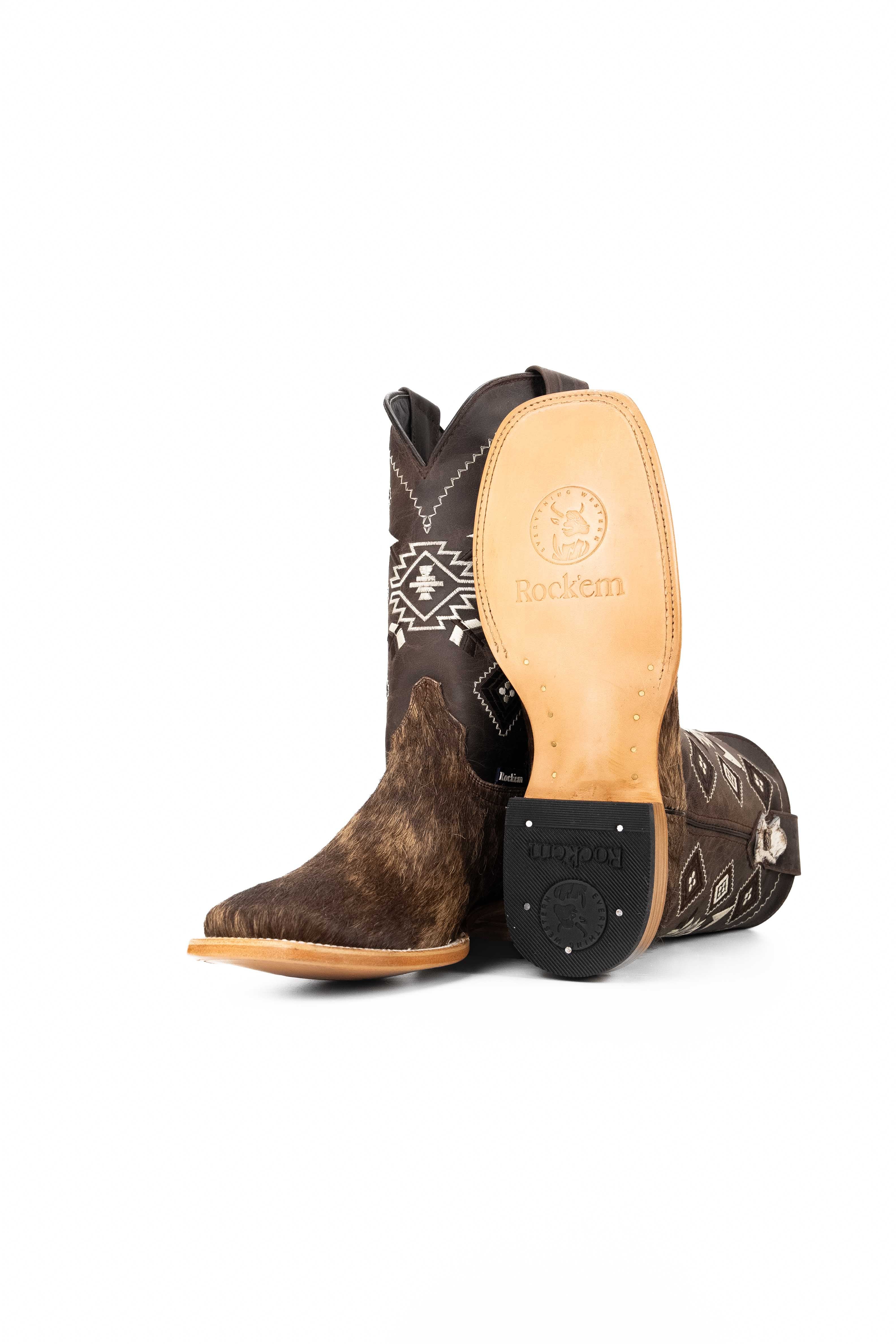 Men's Genuine Cowhide Square Toe Cowboy Boots - Size 9 Western Boots for Men - Durable & Comfortable Riding Boots - Perfect for Rodeo, Country Dancing & Outdoor Adventures
