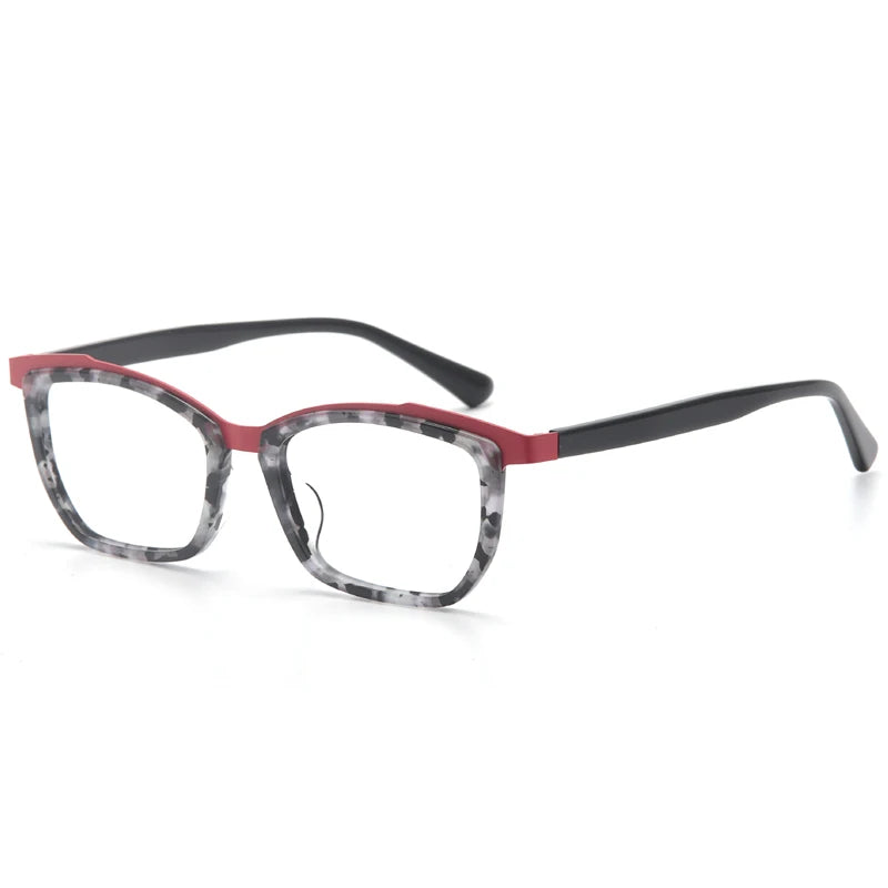 Stylish Aror Unisex Square Cat Eye Acetate Eyeglasses with Alloy Frame - Trendy Full Rim Glasses for Men & Women - Perfect for Reading, Work, and Fashion Accessories