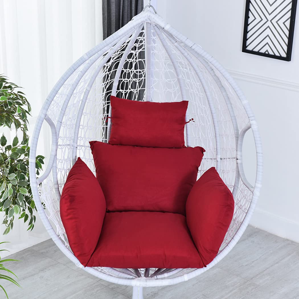 **Outdoor Hanging Basket Chair Cushion - Soft Deep Seat Pad for Egg Chair, Swing, or Lounge Chair - Comfortable Red Cushion (Stand Not Included) - Perfect for Patio, Garden, or Balcony Relaxation**