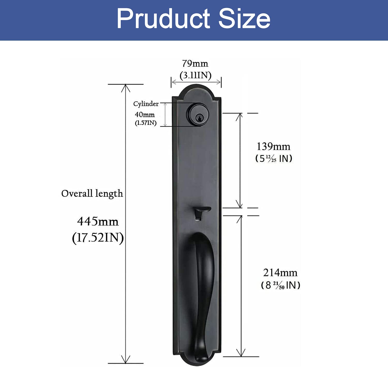 Matte Black Double Door Handle Set with Lever - Keyed & Dummy Entry Door Hardware (ZSCY-MDHST2018DB-SET) - Perfect for Modern Homes, Offices & Commercial Buildings