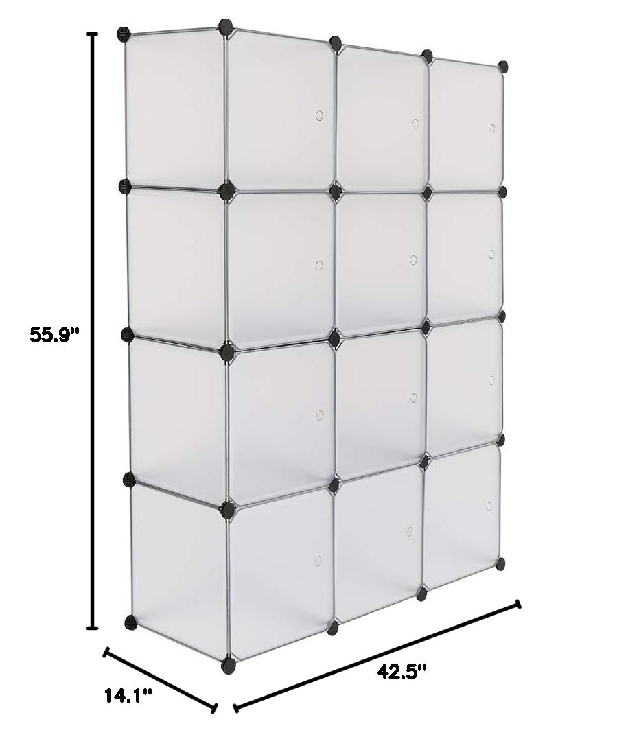 12-Cubby Closet Organizer - White Storage Shelves for Home & Office