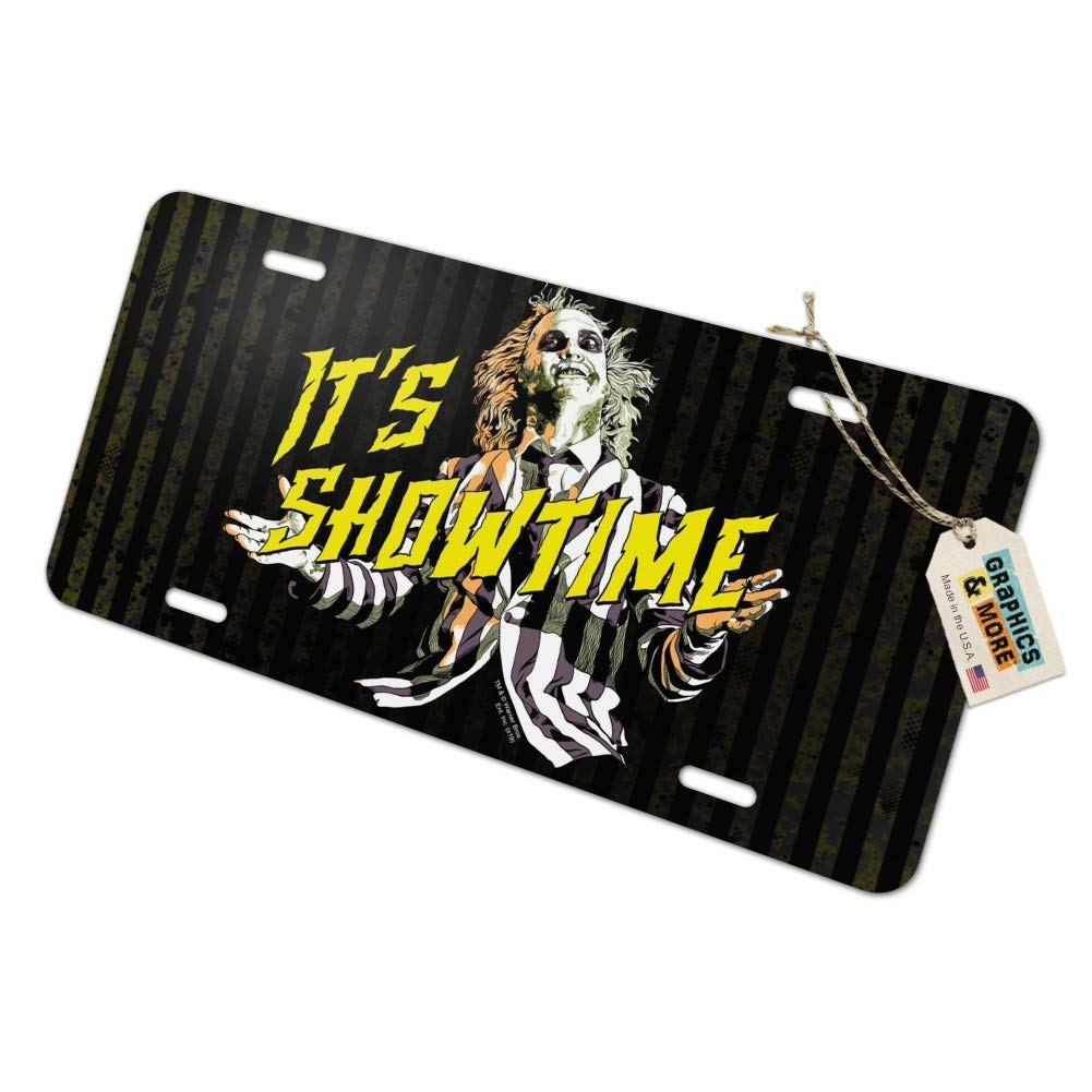 Beetlejuice It's Showtime Novelty Metal Vanity License Plate - Unique Car Accessory for Movie Fans & Halloween Decor