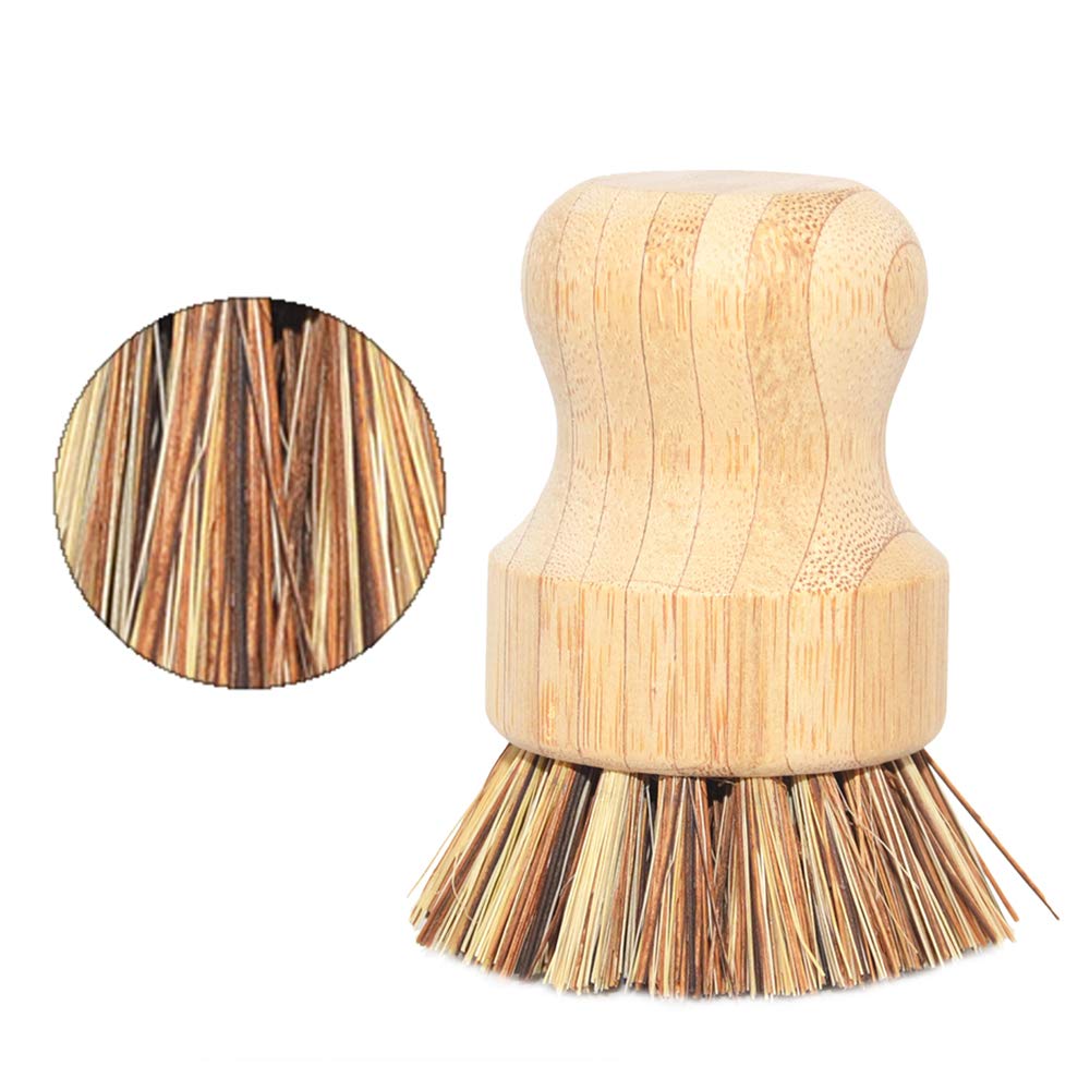 Eco-Friendly Bamboo Dish Scrubber 4-Pack - Kitchen Cleaning Brush for Pans, Pots & Vegetables
