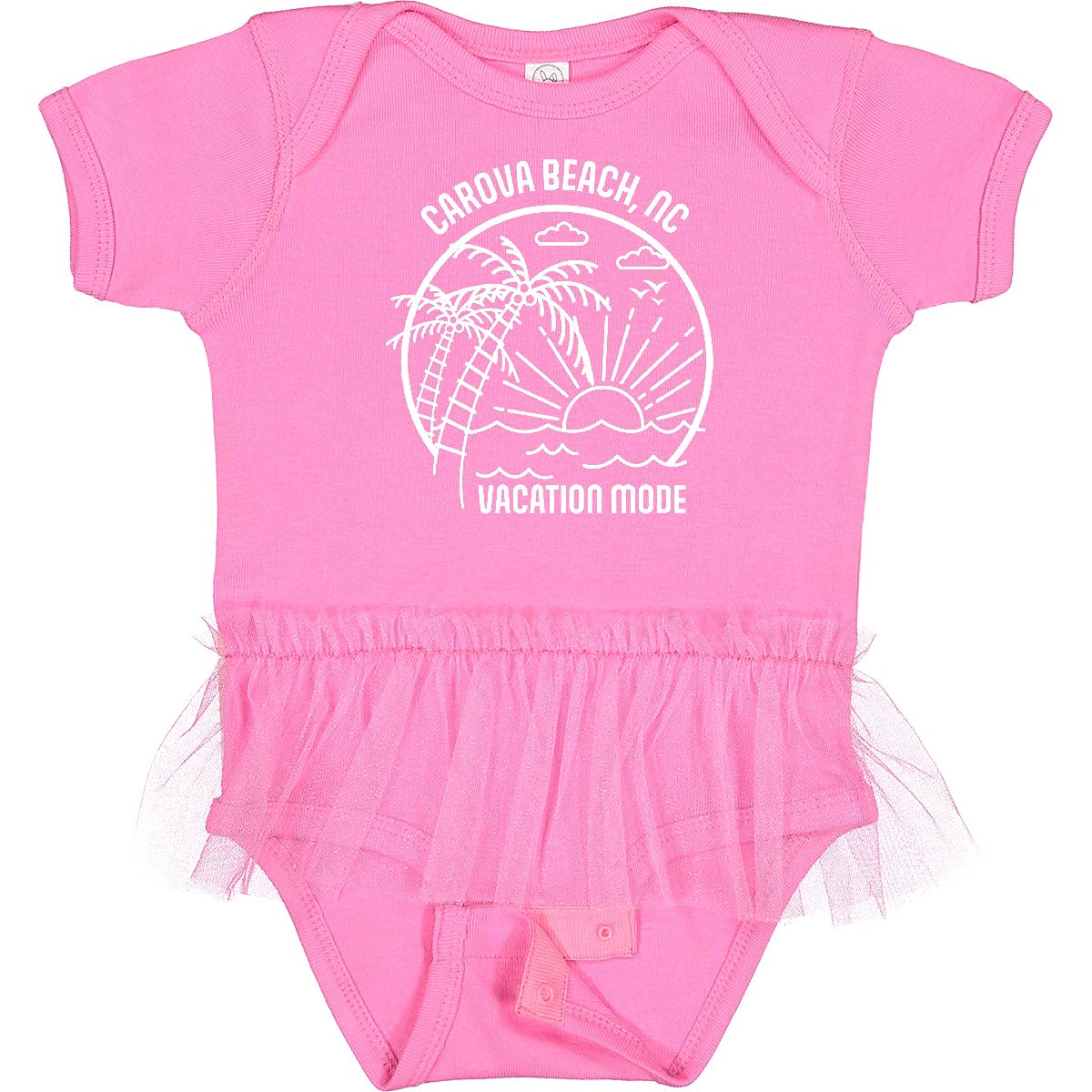 Inktastic Summer Vacation Mode Carova Beach North Carolina Baby Tutu Bodysuit - Cute Outfit for Beach Trips, Family Photos & Newborn Gifts