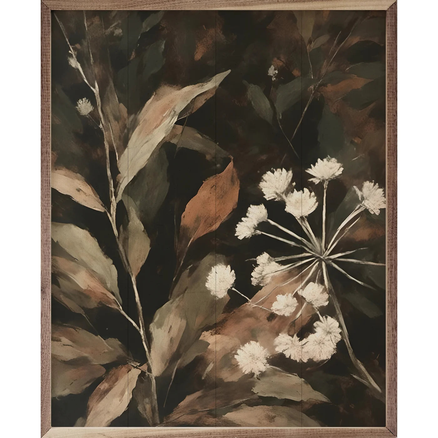 Elegant Cream Floral Wood Framed Wall Art Print - Vintage Botanical Home Decor for Living Room, Bedroom & Office