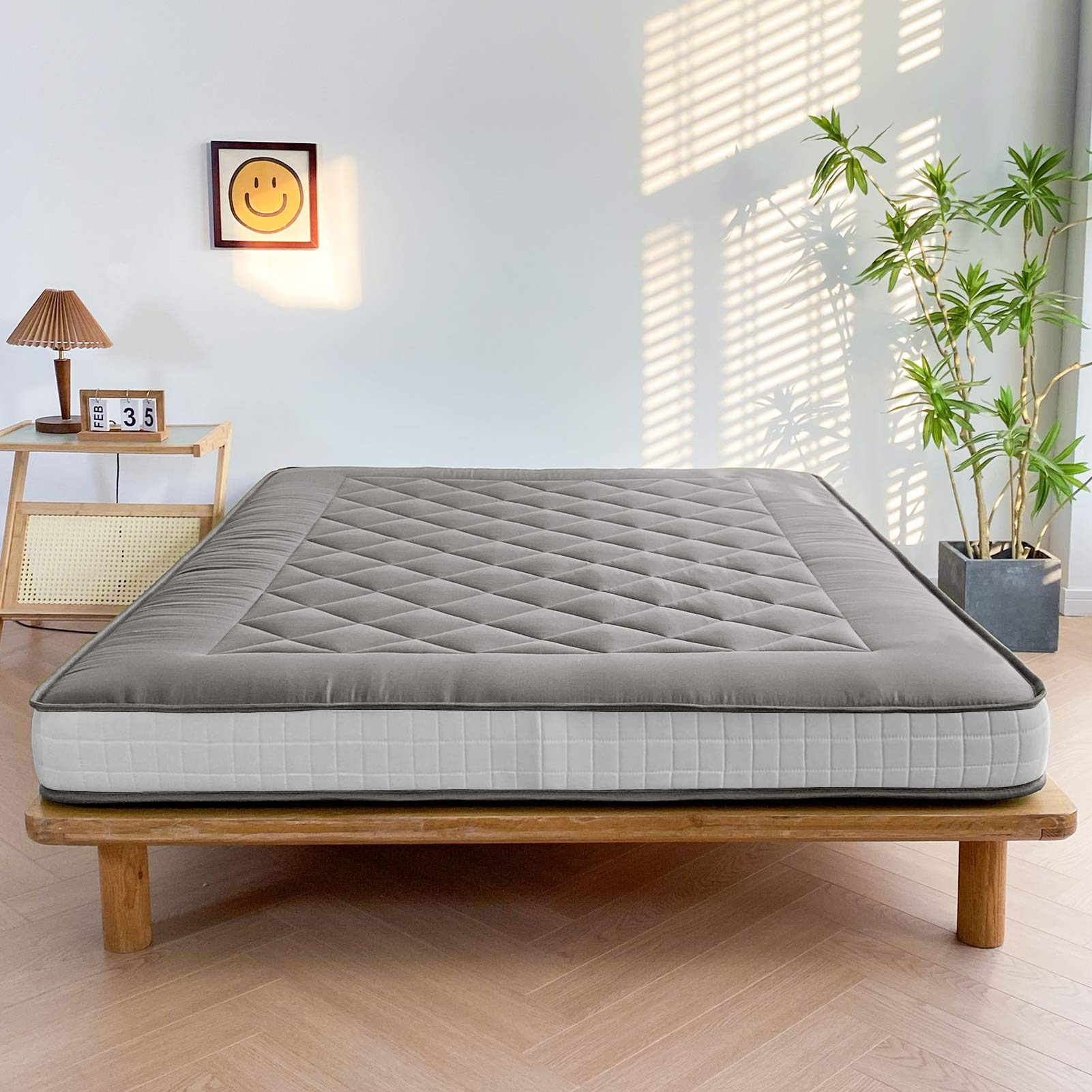 MAXYOYO 6-Inch Extra Thick Japanese Futon Mattress - Premium Diamond Quilted Floor Bed for Bedroom, Guest Room & Small Spaces - Dark Grey - Ideal for Apartments, Dorms & Minimalist Living