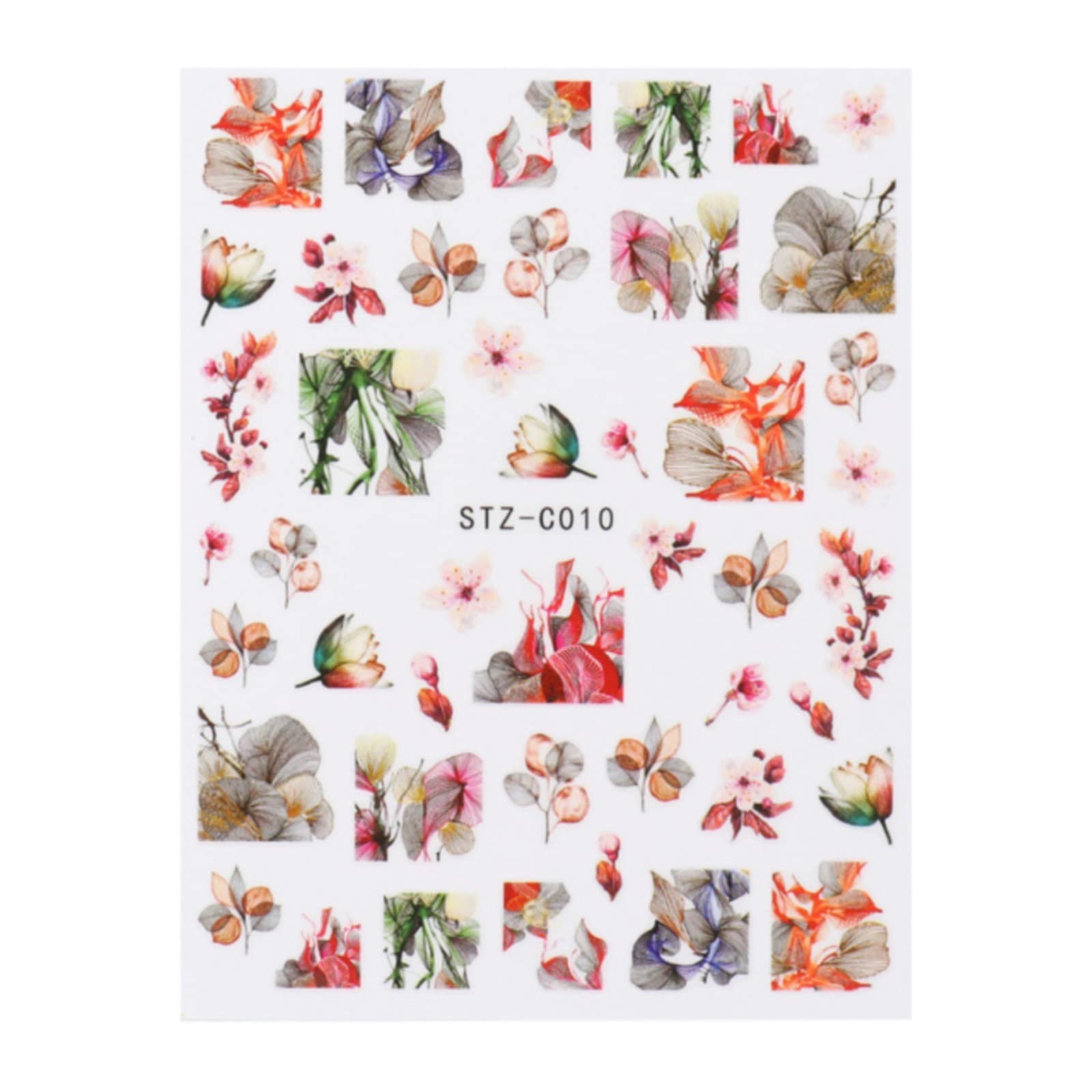 Floral Nail Stickers - Rose & Green Plant Nail Decals with Dried Flowers & Leaves | Self-Adhesive Nail Art Stickers for Women | Perfect for Press-On Nails, DIY Manicures & Special Occasions