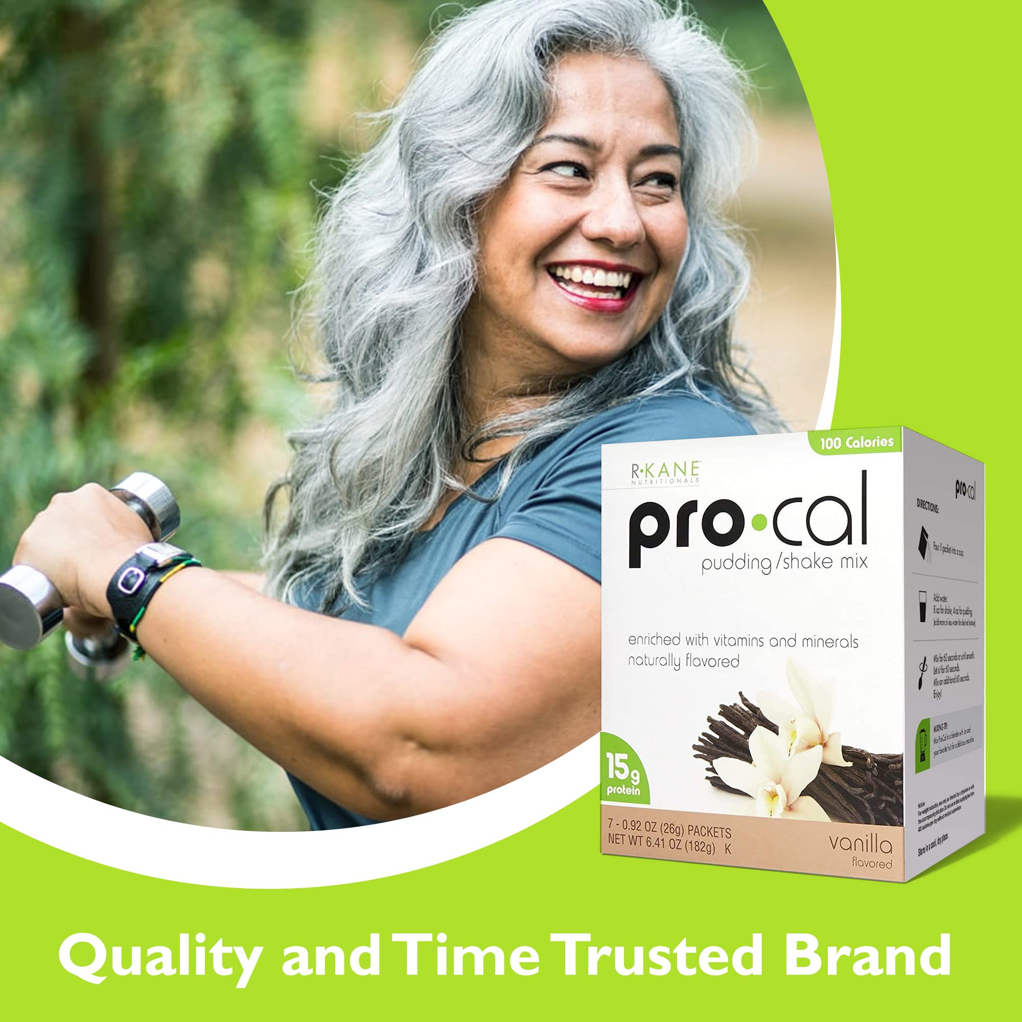 Pro-Cal Vanilla Protein Drink Mix - High Protein, Low Calorie Shake & Pudding Mix (15g Protein) - Meal Replacement for Weight Loss & Muscle Gain - On-the-Go Breakfast Boost - 7 Single-Serve Packets - Perfect for Gym, Workout Recovery & Busy Mornings