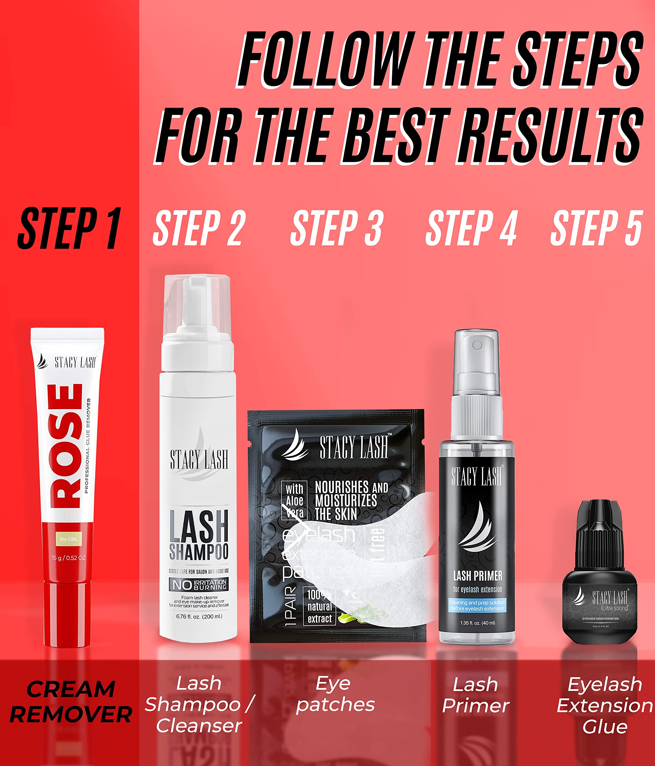 Stacy Lash Rose Eyelash Extension Glue Remover Cream - 15g GBL-Free, Fast Dissolving (60 Sec), Mild Formula with Pleasant Fragrance - Perfect for Salon & Home Lash Removal