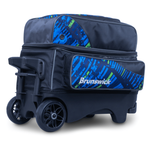 Brunswick Punisher Double Roller Bowling Bag - Blue/Green | Durable & Spacious for League Play & Tournaments | Perfect for Pro & Casual Bowlers