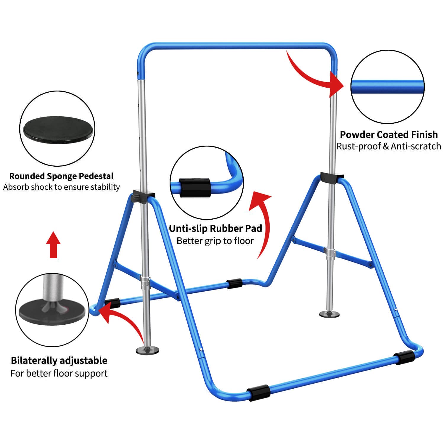 Adjustable Gymnastics Bars for Kids - Expandable Training Bar for Home & Gym