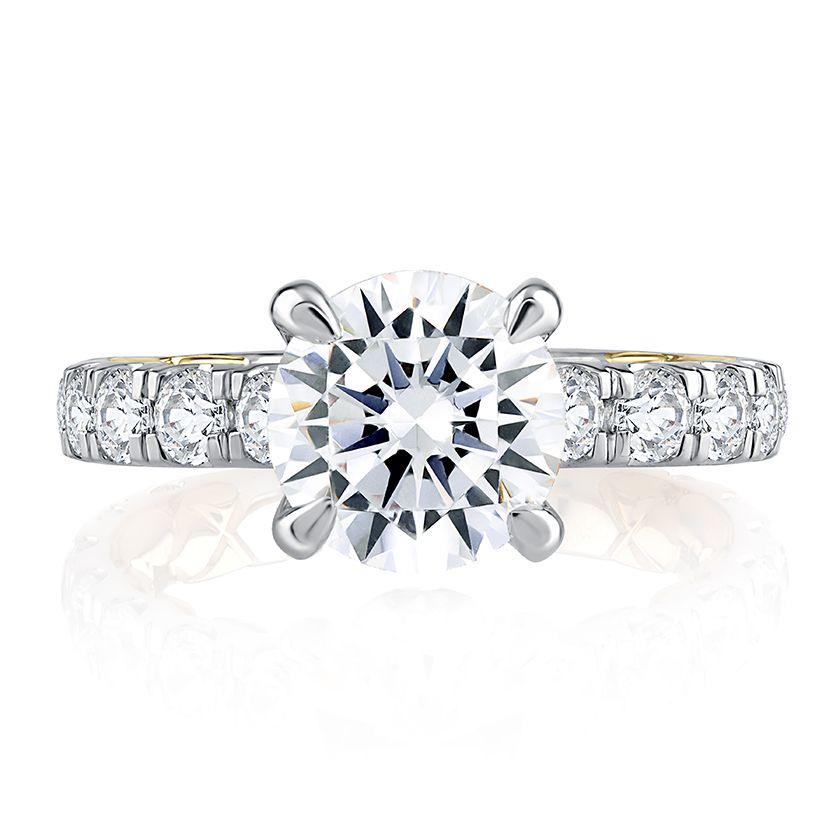 Modern Two Tone Round Cut Diamond Engagement Ring - Elegant Wedding & Proposal Jewelry for Her - Perfect for Anniversaries, Valentine's Day & Special Occasions