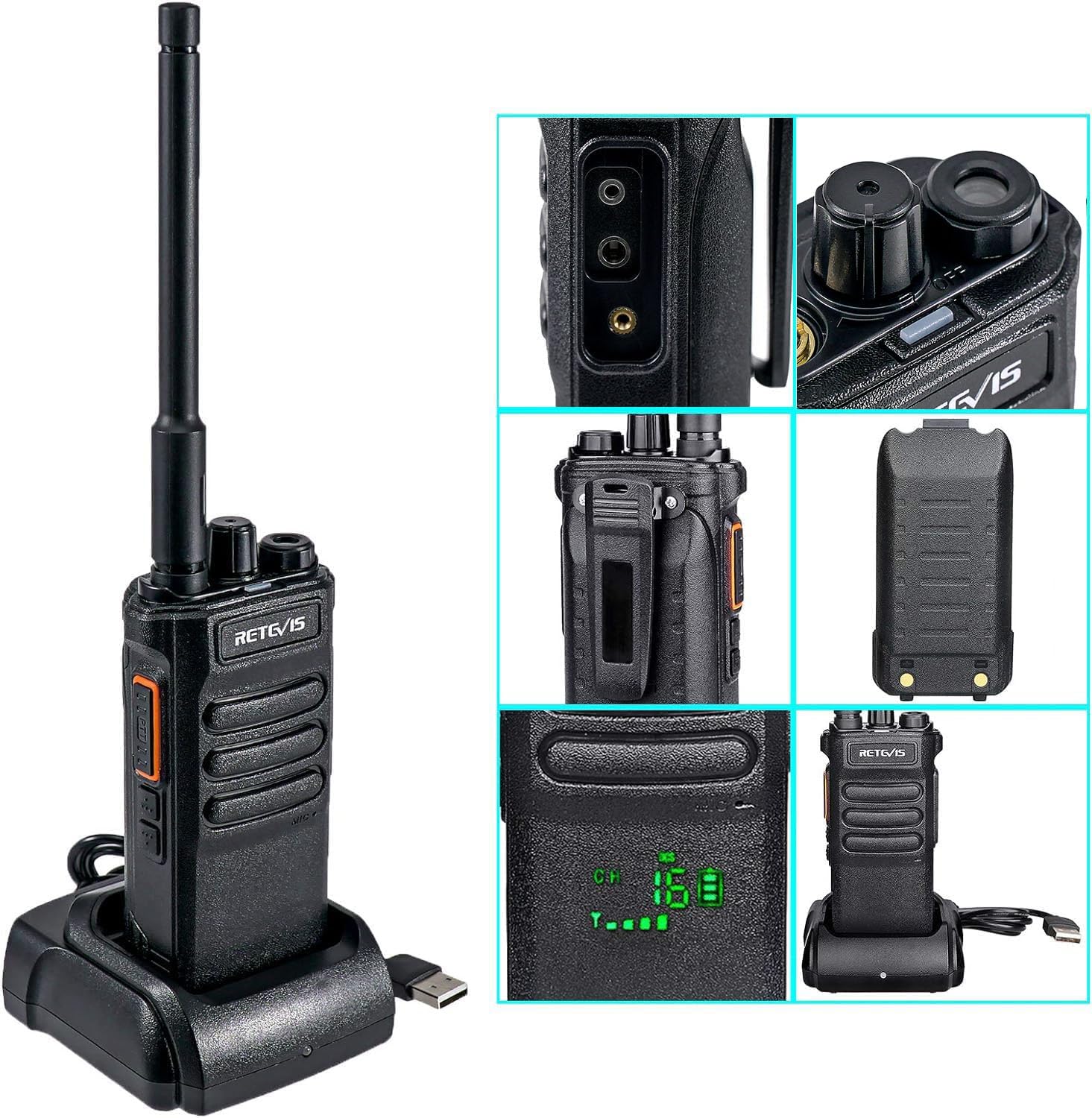 Retevis RT86 Long Range Two Way Radios - High Power Walkie Talkies with 2600mAh Rechargeable Battery, Remote Alarm & Flashlight - Handheld 2 Way Radio for Off-Roading, Overland, Farm, Hunting, Hiking & Outdoor Adventures (2 Pack)