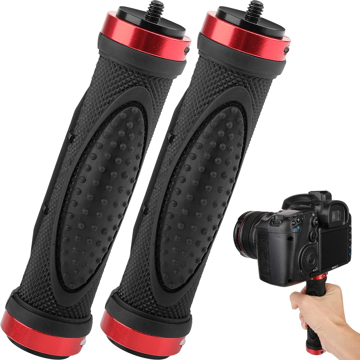 ChromLives Camera Handle Grip Mount - 2 Pack 1/4'' Camera Stabilizer for DSLR, Digital Video Cameras, Camcorders, Action Cameras & Smartphones | Top Handheld Grip with 1/4'' Male Screw | Perfect for Vlogging, Live Streaming & Outdoor Shooting