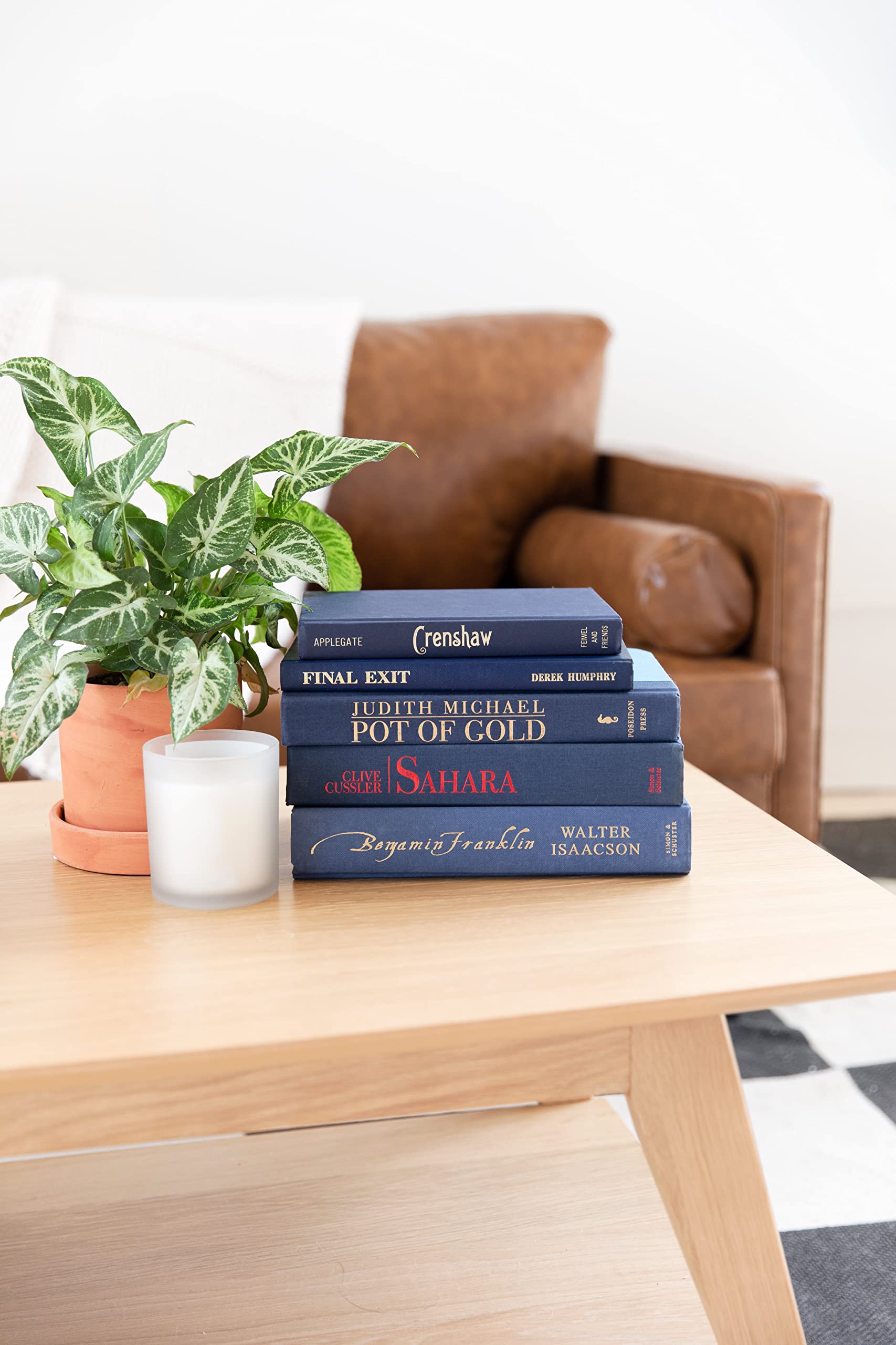 SoBoho Decorative Book Set - Dark Blue Hardcover Fake Books for Bookshelf & Home Decor - Perfect for Living Room, Coffee Table, Office & Bookshelf Styling