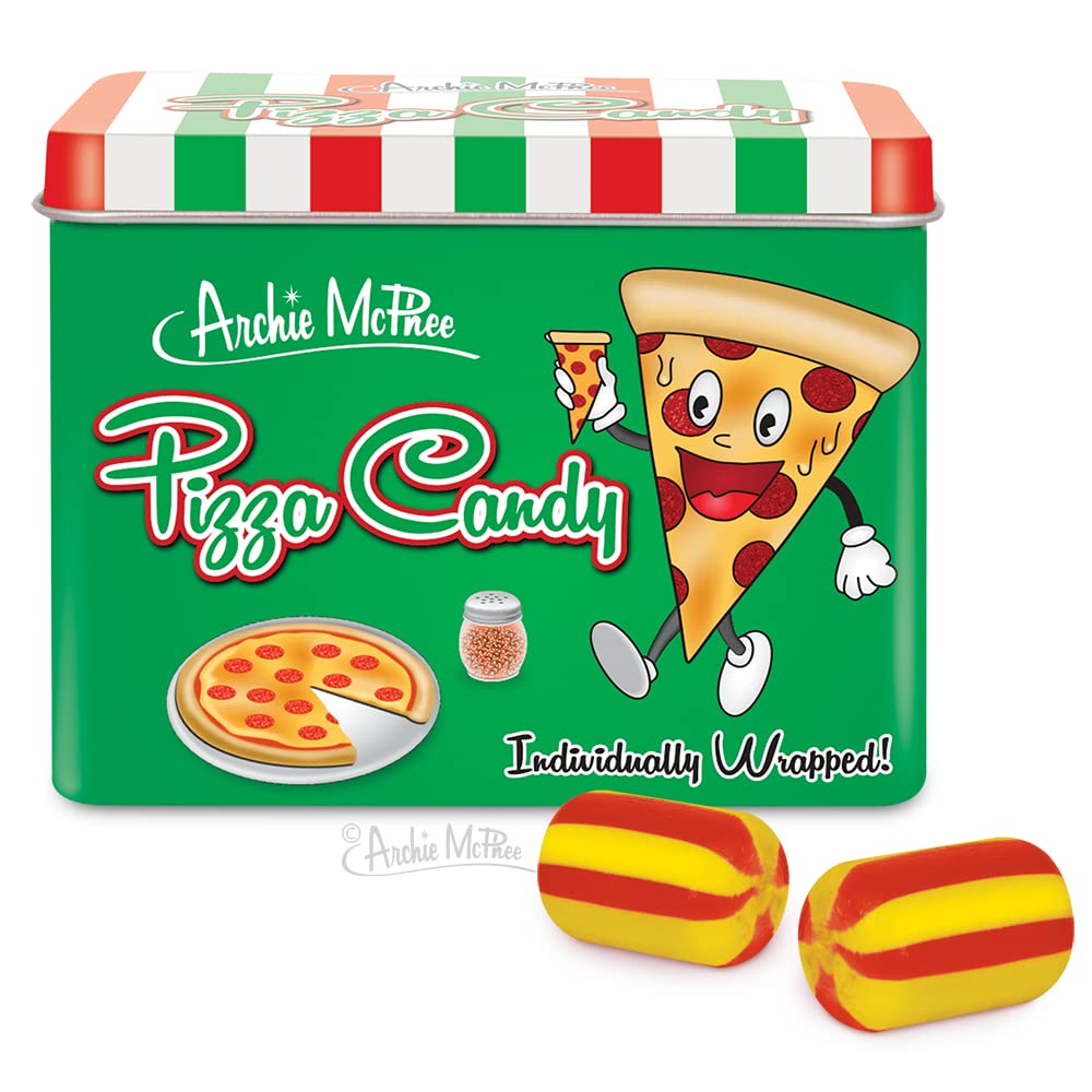 Pizza Flavored Candy - 2.5 oz Collectible Tin | Novelty Sweets for Parties, Gifts & Movie Nights - Perfect for Halloween, Christmas & Candy Lovers