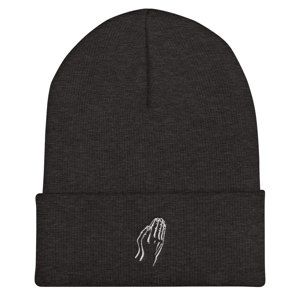 Praying Hand Beanie for Men - Warm Cuffed Knit Hat with Unique Design - Perfect for Winter, Church, and Outdoor Activities