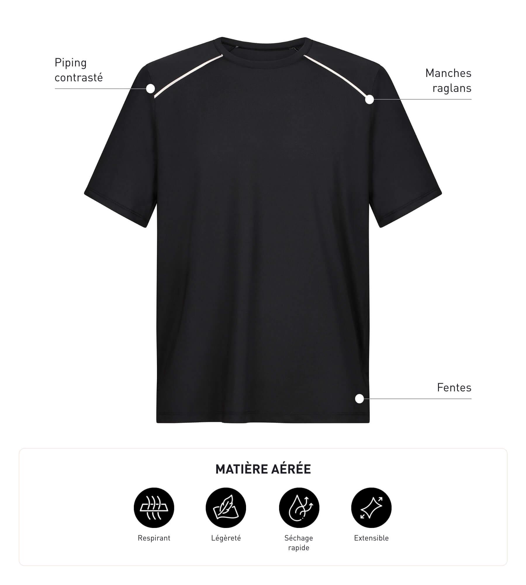Breathable Men's Sport T-Shirt - Black | DIM MOVE | Perfect for Running, Gym & Outdoor Activities