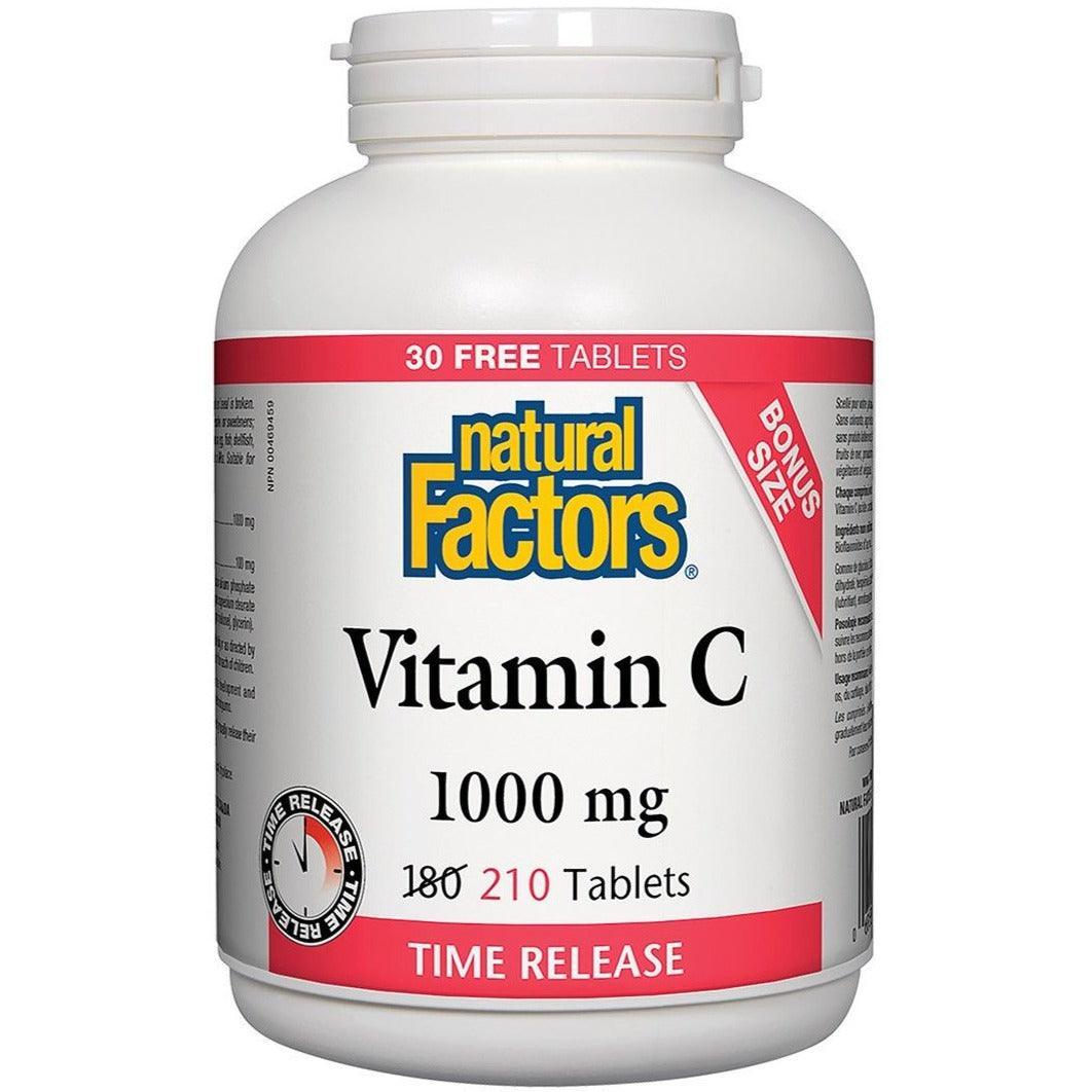 Natural Factors Vitamin C 1000mg Time Release Tablets - 180+30 Count for Immune Support & Antioxidant Benefits | Ideal for Daily Wellness & Cold Prevention