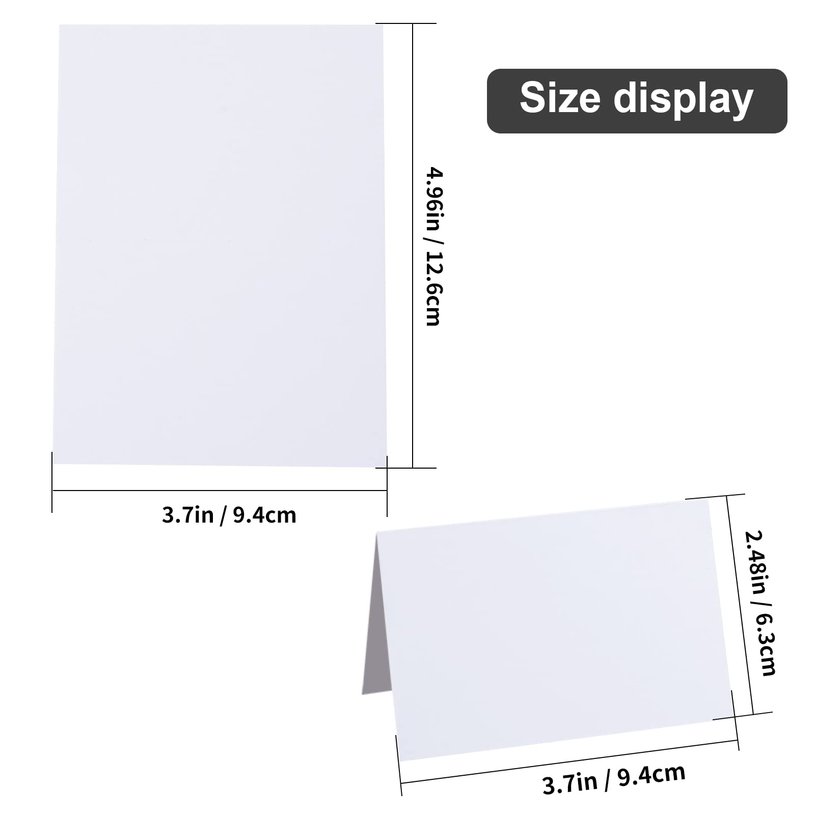 50 Pcs White Blank Tent Place Cards for Weddings & Events - 3.7