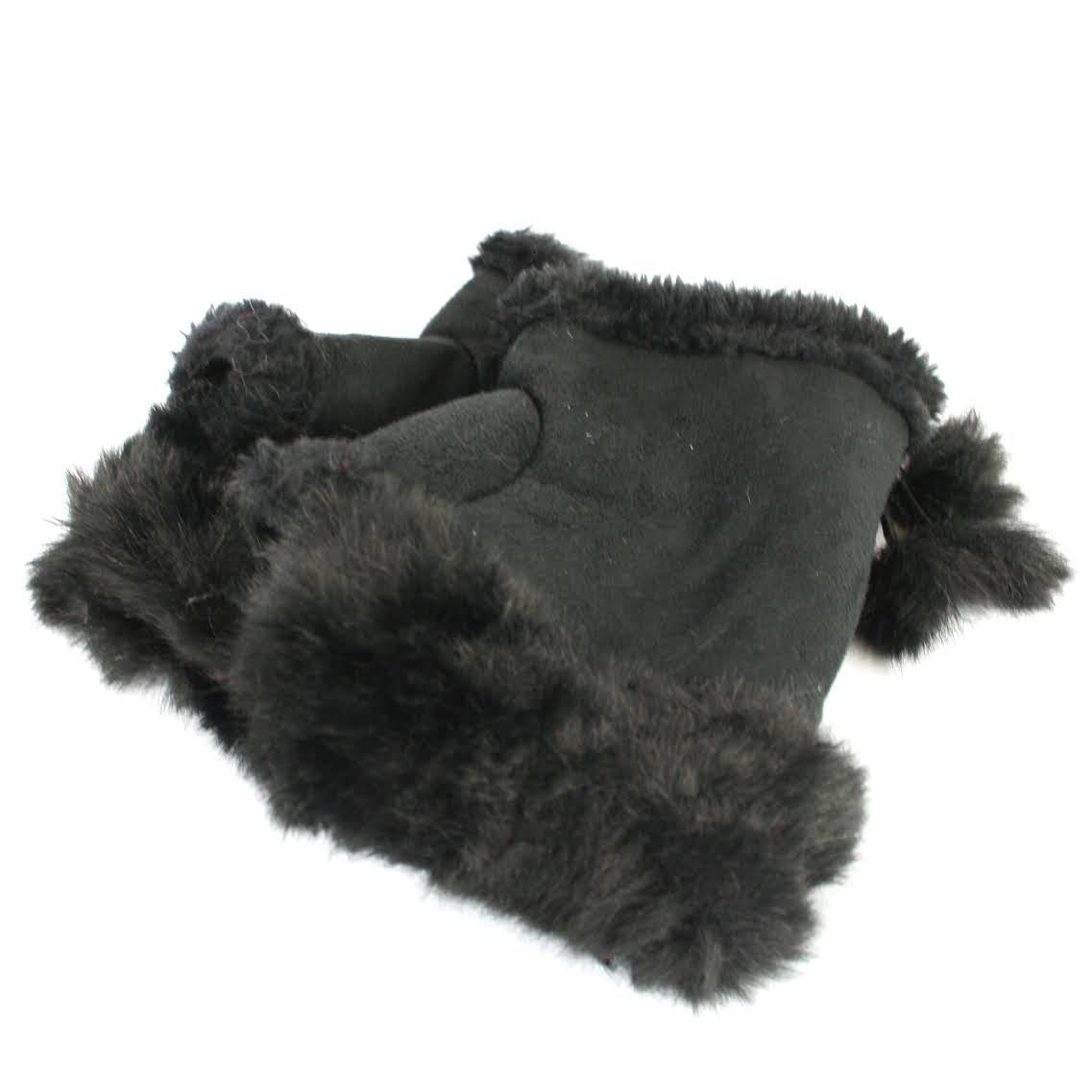 Black Suede Effect Fingerless Gloves for Women - Fashionable Winter Accessories for Driving, Typing & Outdoor Activities