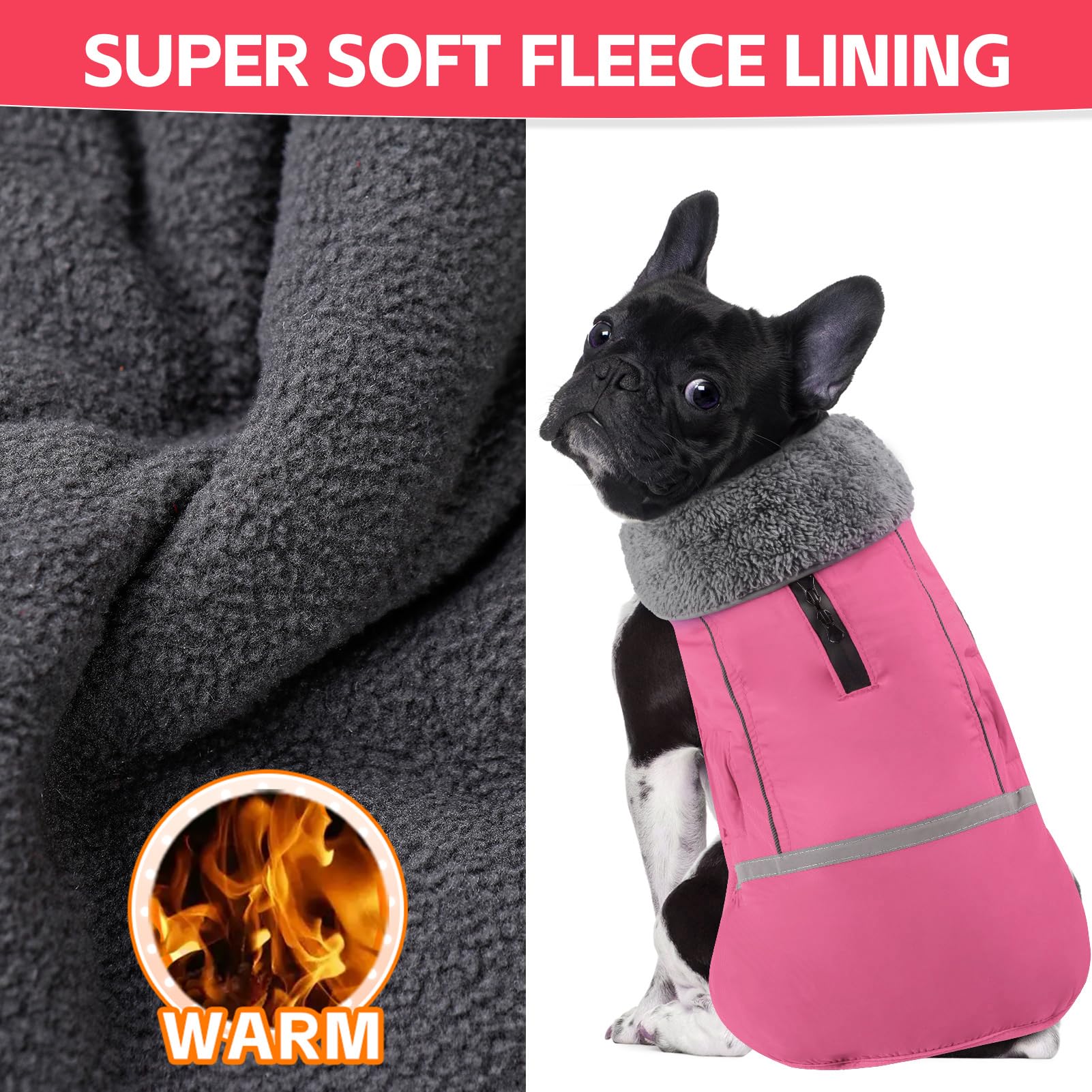 Doglay Waterproof Dog Jacket for Winter - Thick Fleece Lined Coat with Furry Collar & Reflective Strips | Small Medium Large Dog Snow Coat for Cold Weather | Perfect for Outdoor Walks, Hiking & Snowy Adventures