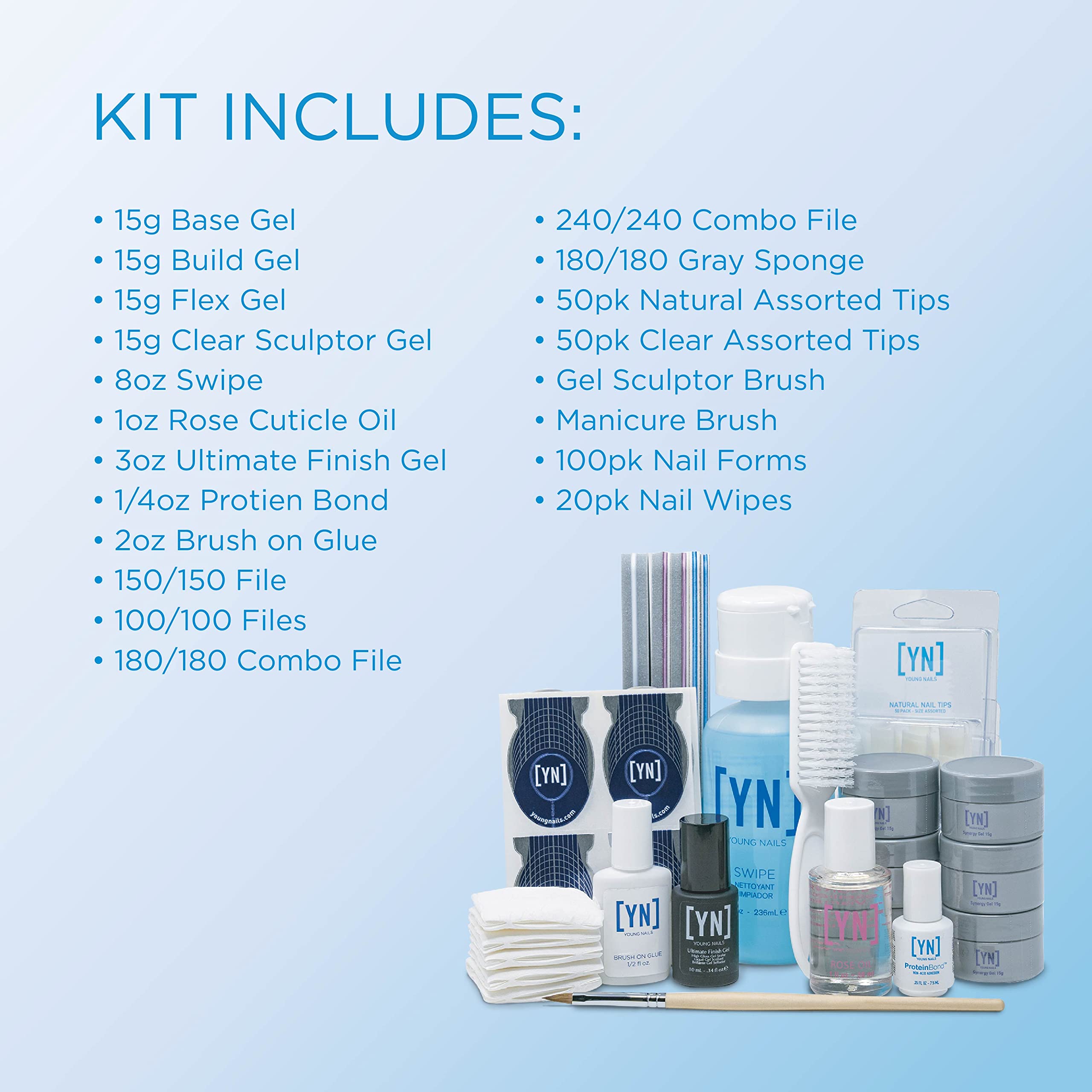 Young Nails Professional Manicure Kit - Complete Starter Set for Beginners & Nail Technicians | DIY Home Nail Care, Salon Quality Tools, Gel Polish & Acrylic Nail Accessories | Perfect for At-Home Manicures & Professional Nail Salons