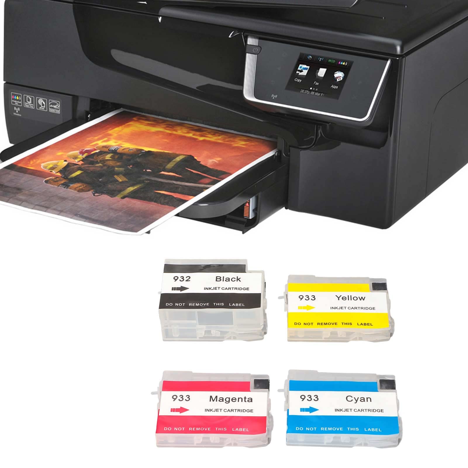 Refillable Ink Cartridge Replacement for HP 6600 6700 7110 7510 7610 Printers - 4 Color PP Cartridges - Perfect for Home & Office Printing Needs