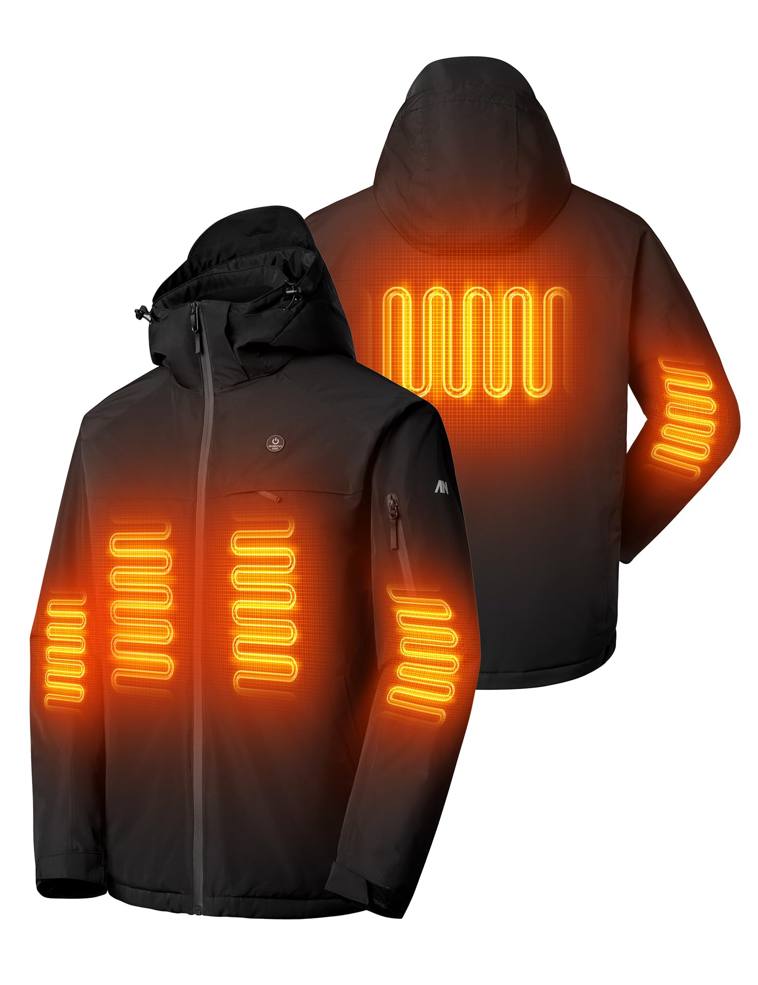 Heated Ski Jacket for Men - 12V/16000mAh Battery Pack with 5-Zone Heating System - Windproof Winter Coat for Skiing, Snowboarding & Outdoor Activities